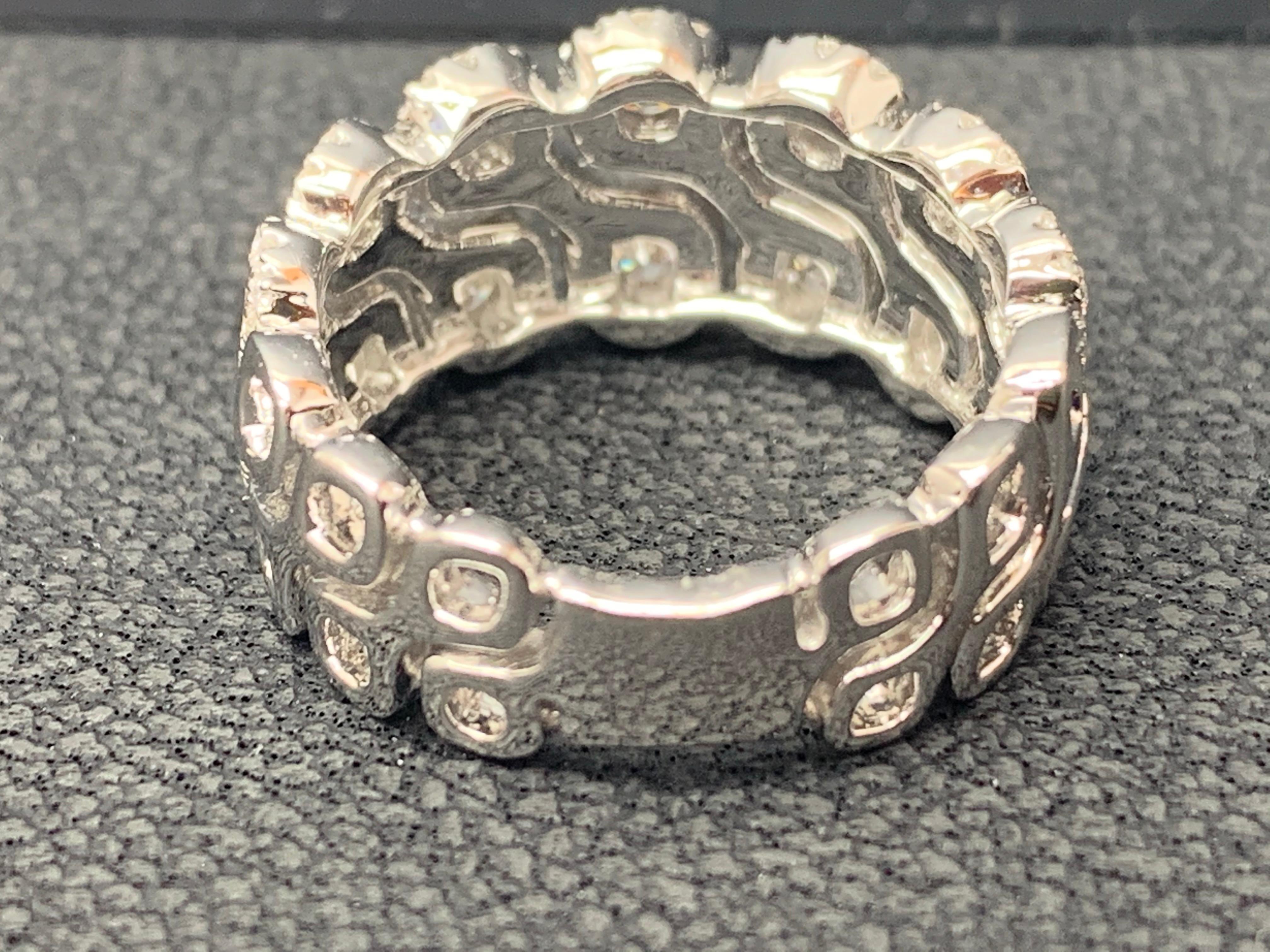 1.24 Carat Round Diamond 18K White Gold Eternity Ring For Sale 1
