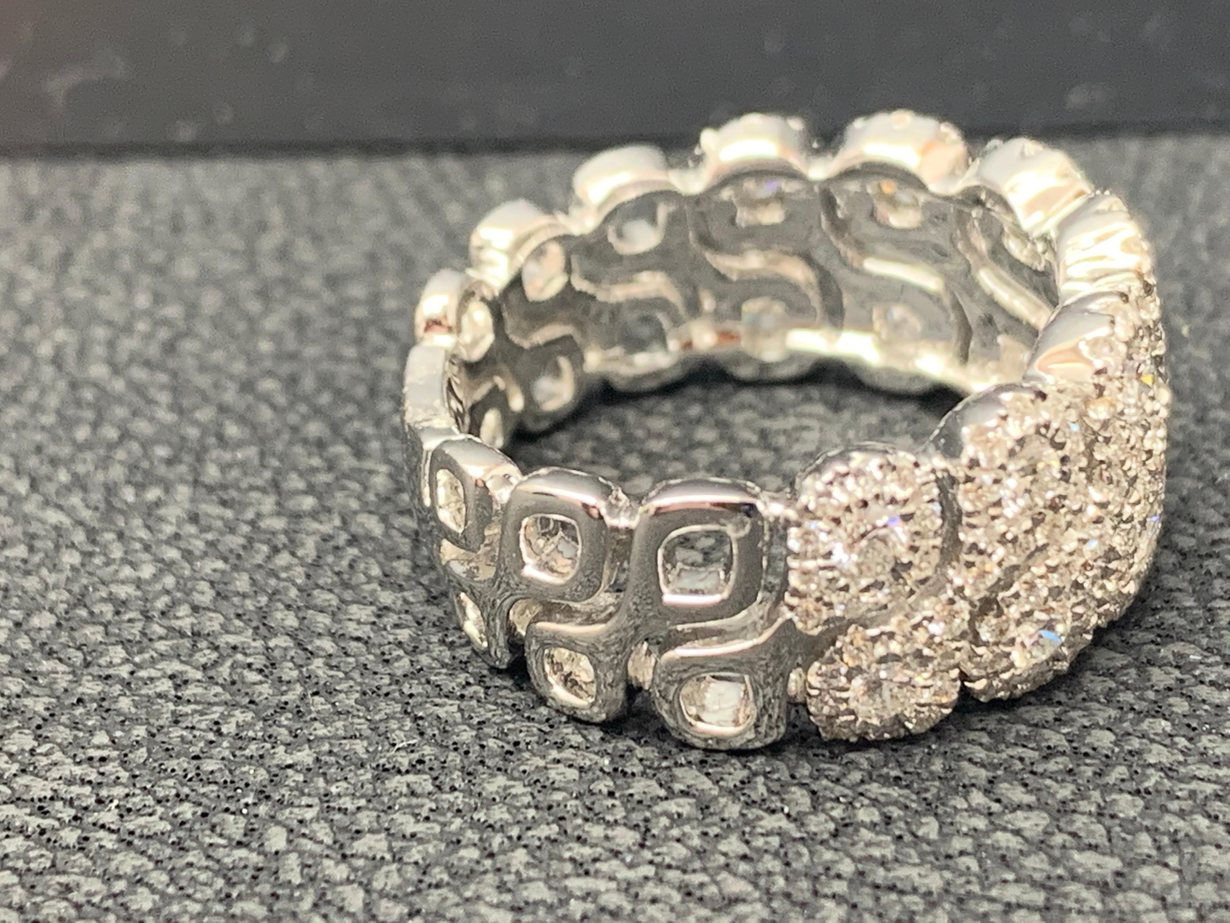 Anello di eternità in oro bianco 18 carati con diamante rotondo da 1,24 carati in vendita 3