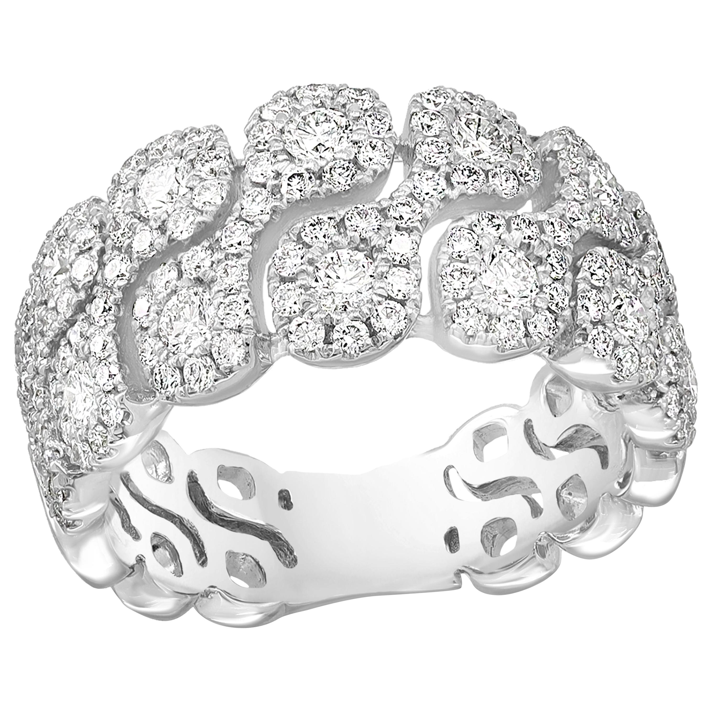 1.24 Carat Round Diamond 18K White Gold Eternity Ring For Sale