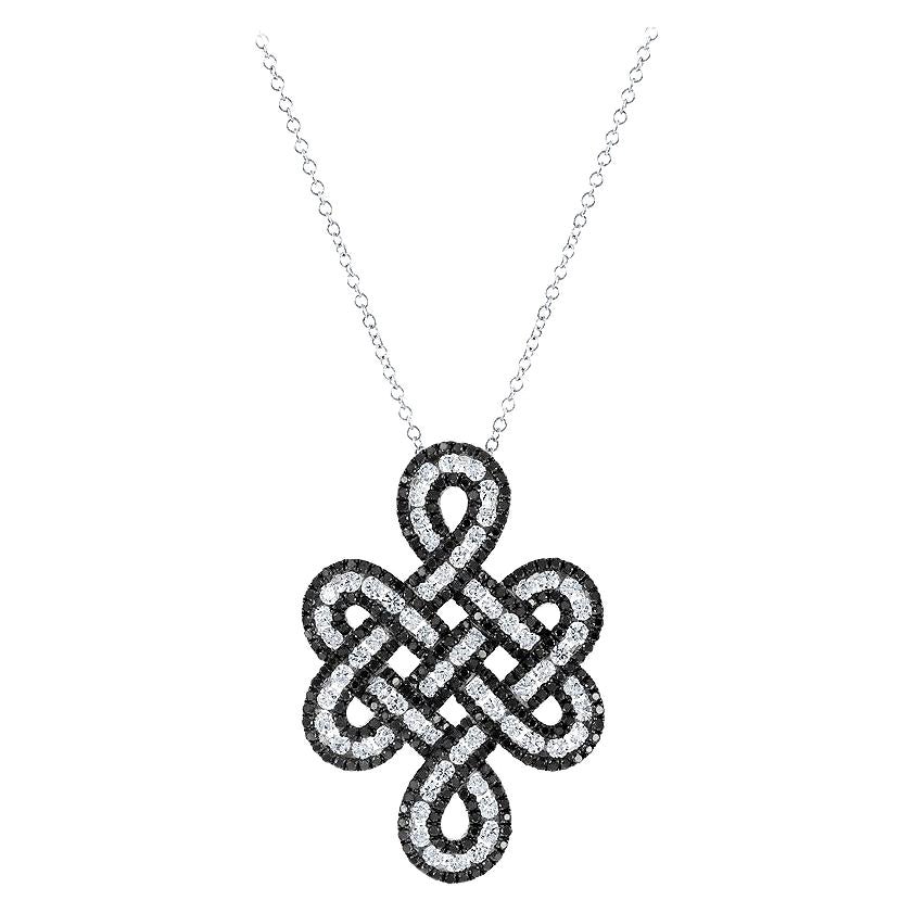 Collier pendentif Grandeur en or 18 carats avec diamants noirs et blancs de 1,31 carat de couleur fantaisie