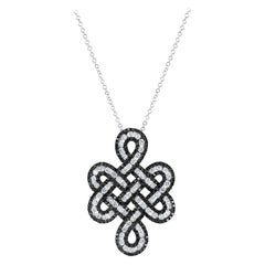 Collier pendentif Grandeur en or 18 carats avec diamants noirs et blancs de 1,31 carat de couleur fantaisie