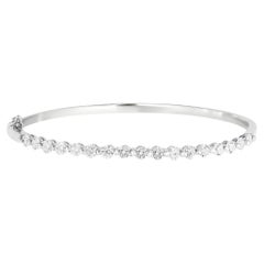 Bracelet jonc en or blanc 14 carats avec diamants ronds taille brillant de 1,75 carat