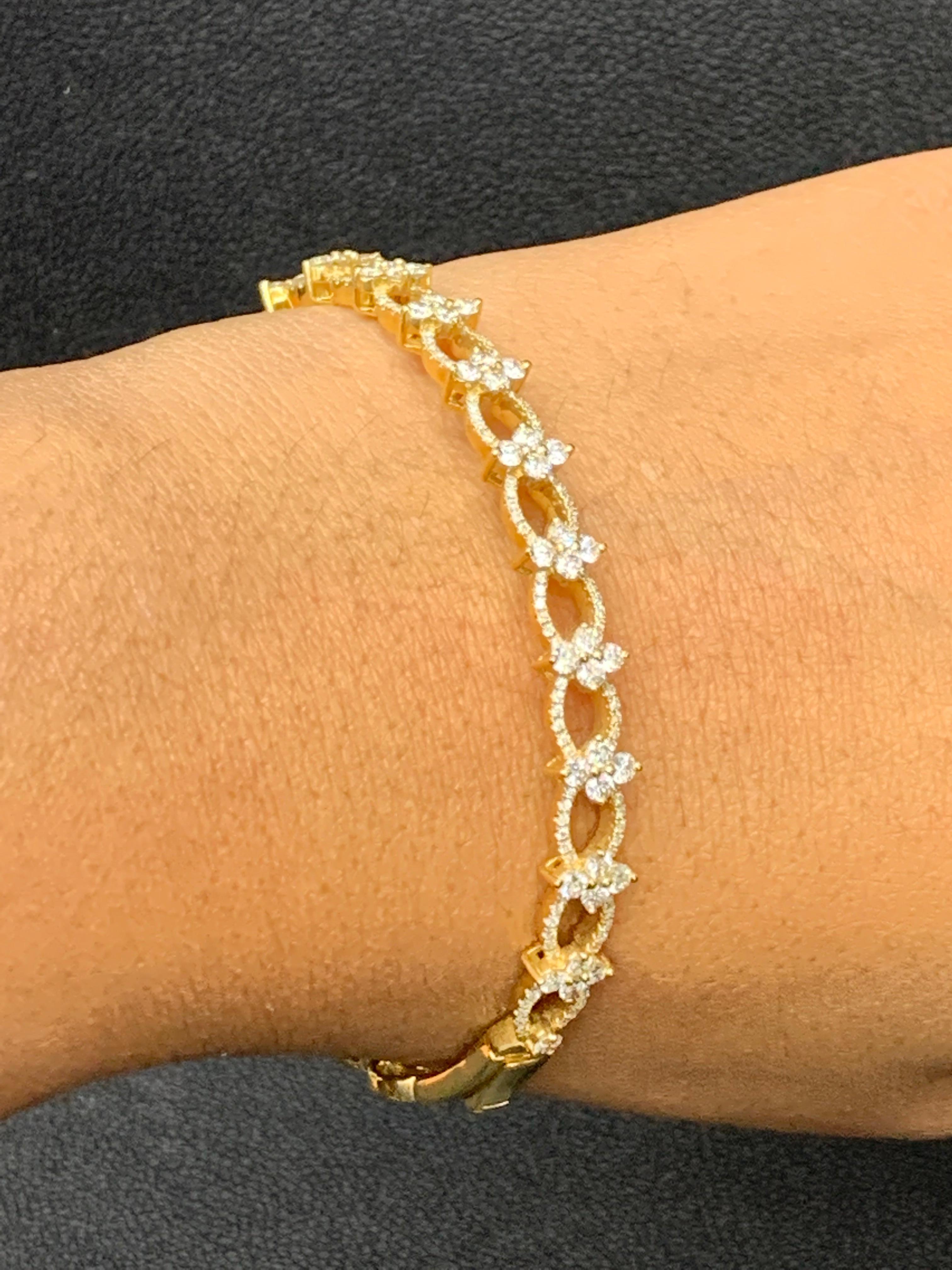 Bracelet Fashion en or jaune 18 carats et diamant de 2,00 carats en vente 6