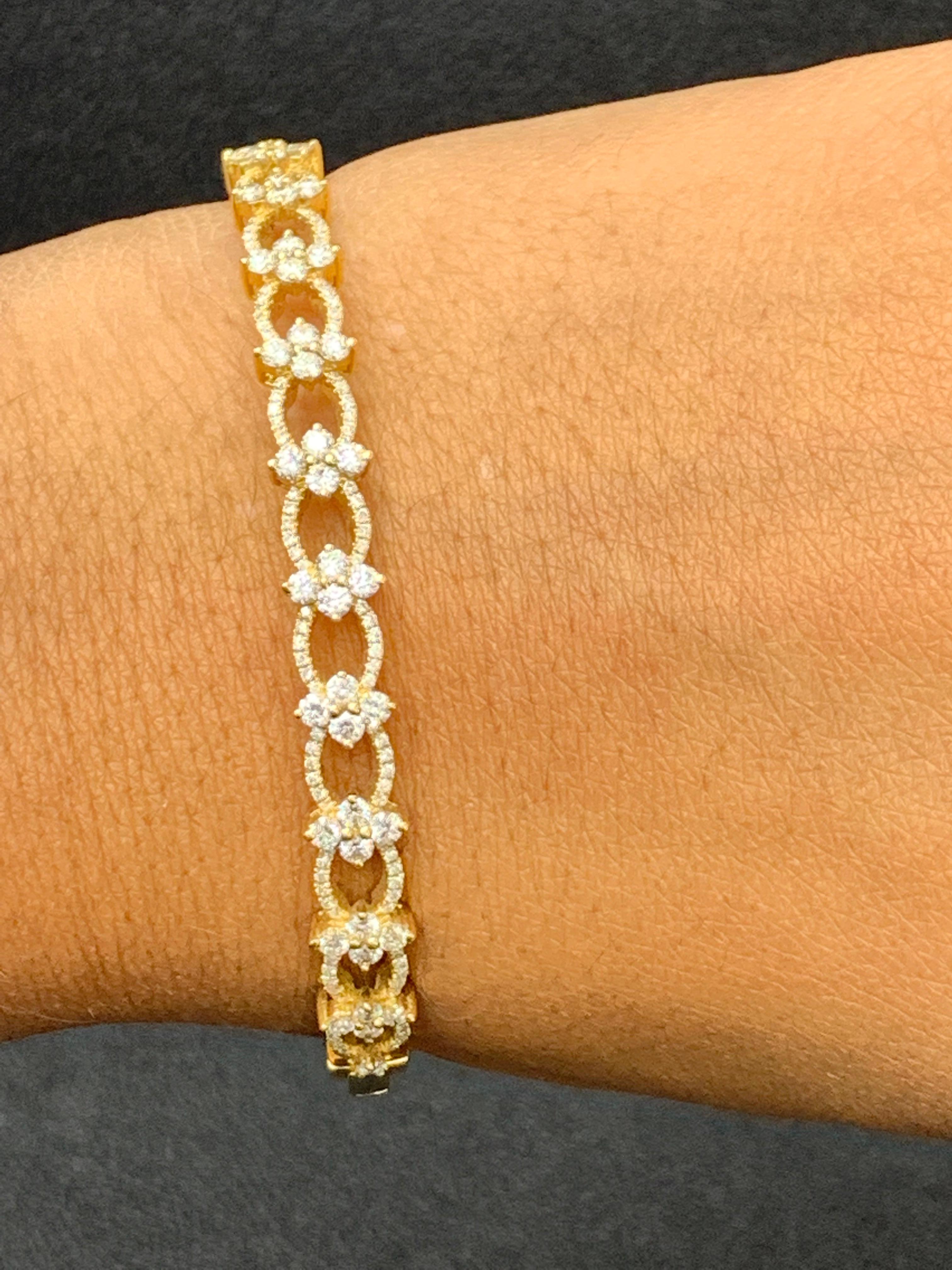 Bracelet Fashion en or jaune 18 carats et diamant de 2,00 carats en vente 7