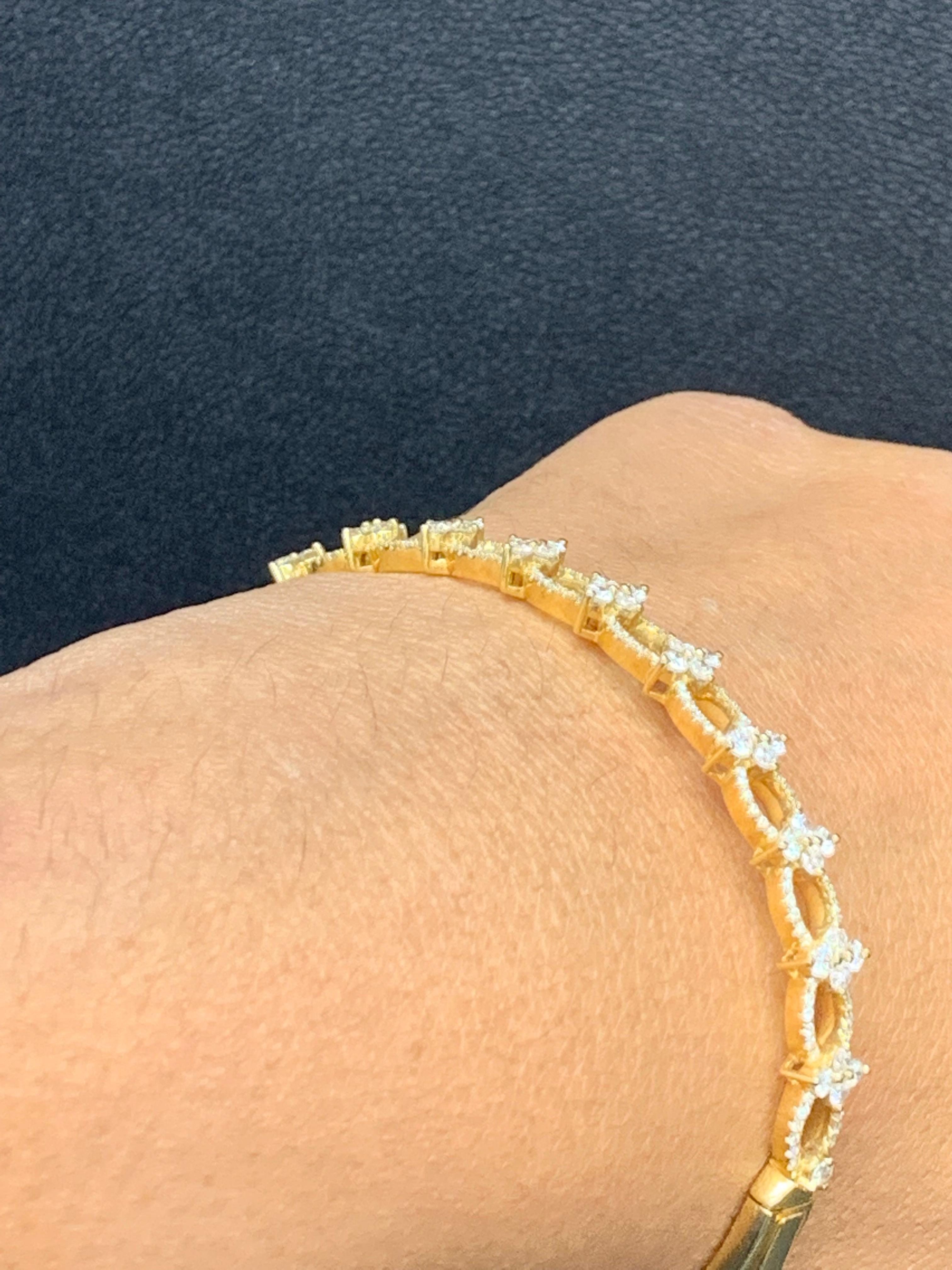 Bracelet Fashion en or jaune 18 carats et diamant de 2,00 carats en vente 8