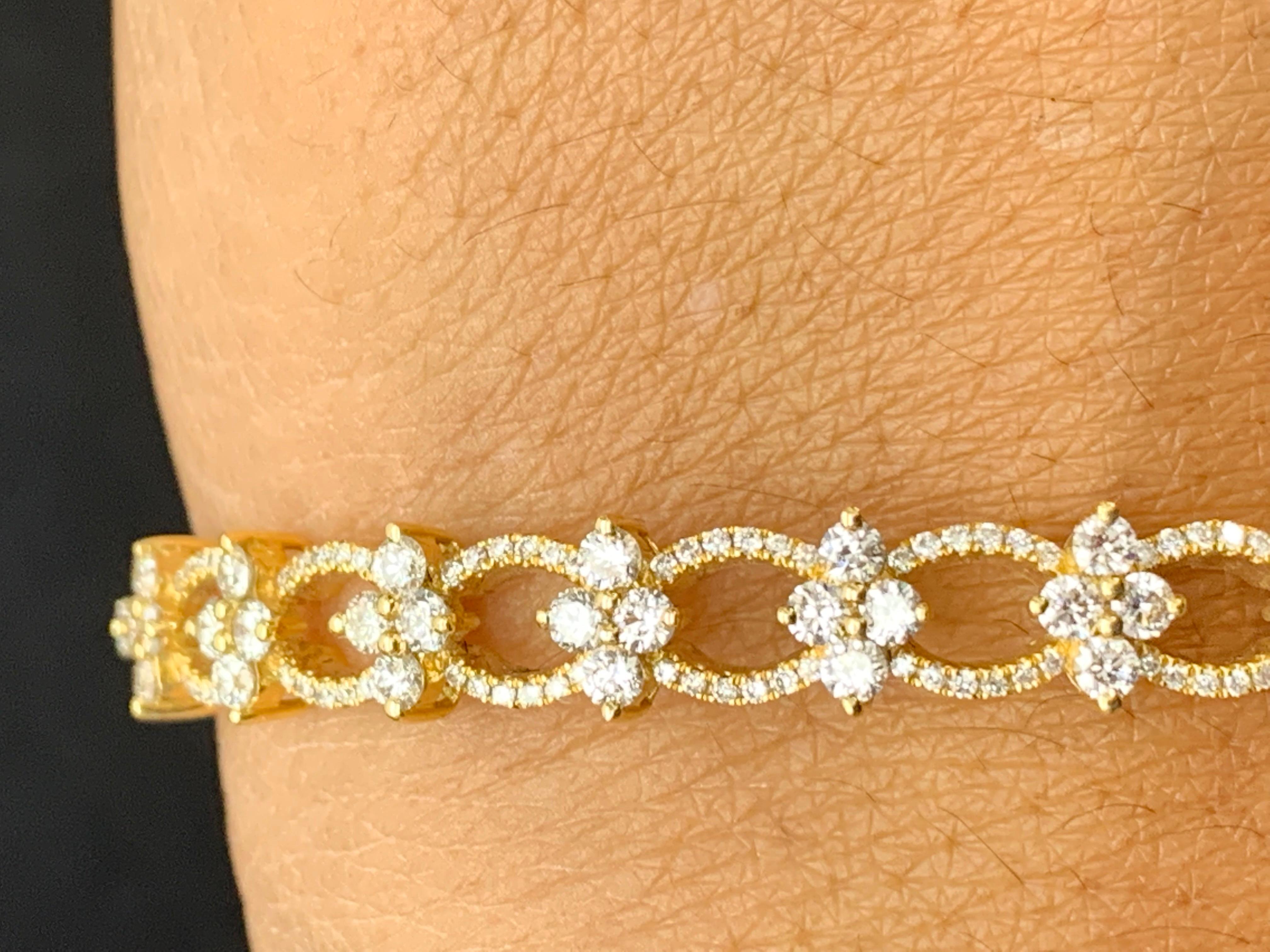 Bracelet Fashion en or jaune 18 carats et diamant de 2,00 carats en vente 10