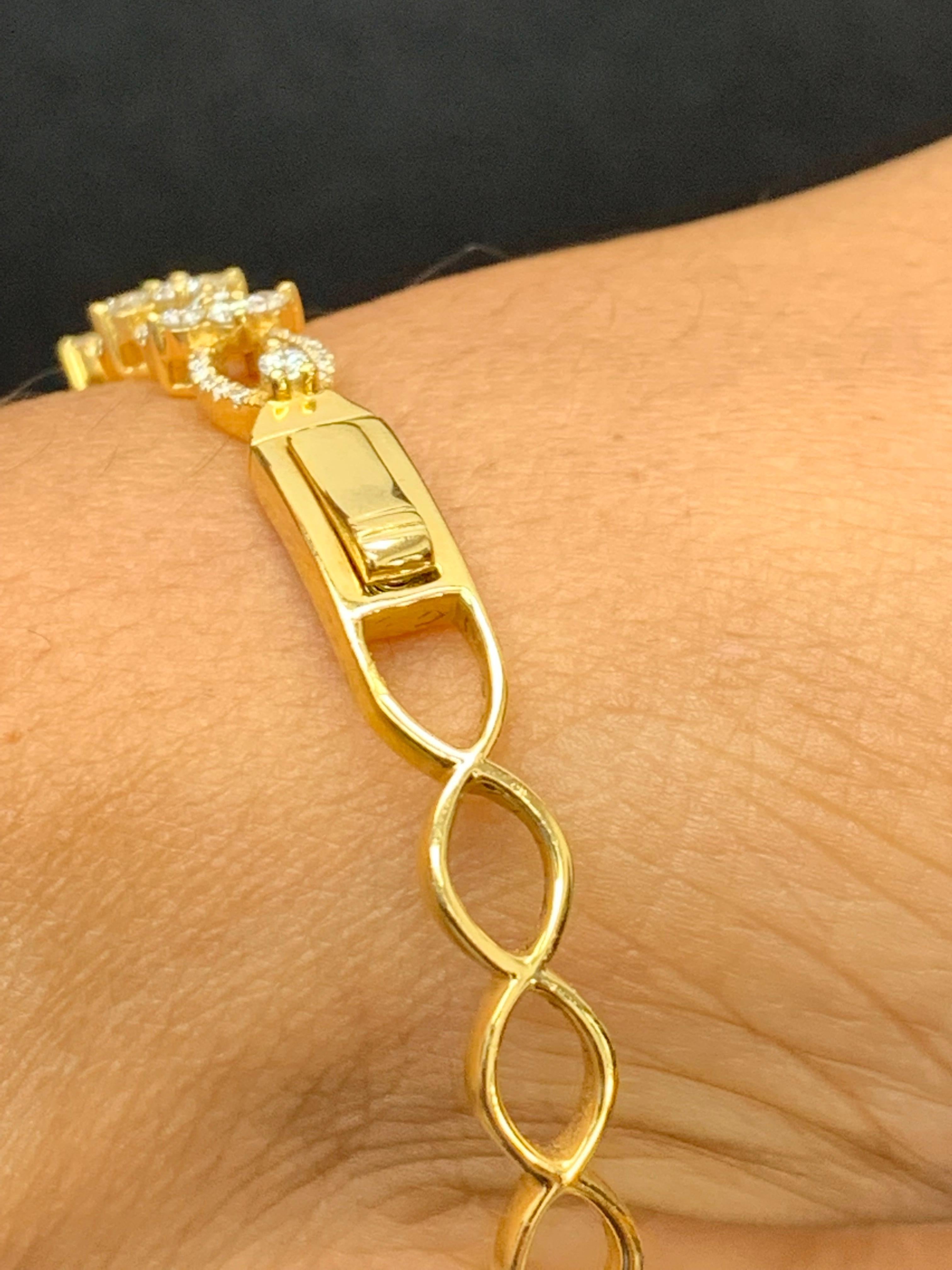 Bracelet Fashion en or jaune 18 carats et diamant de 2,00 carats en vente 12