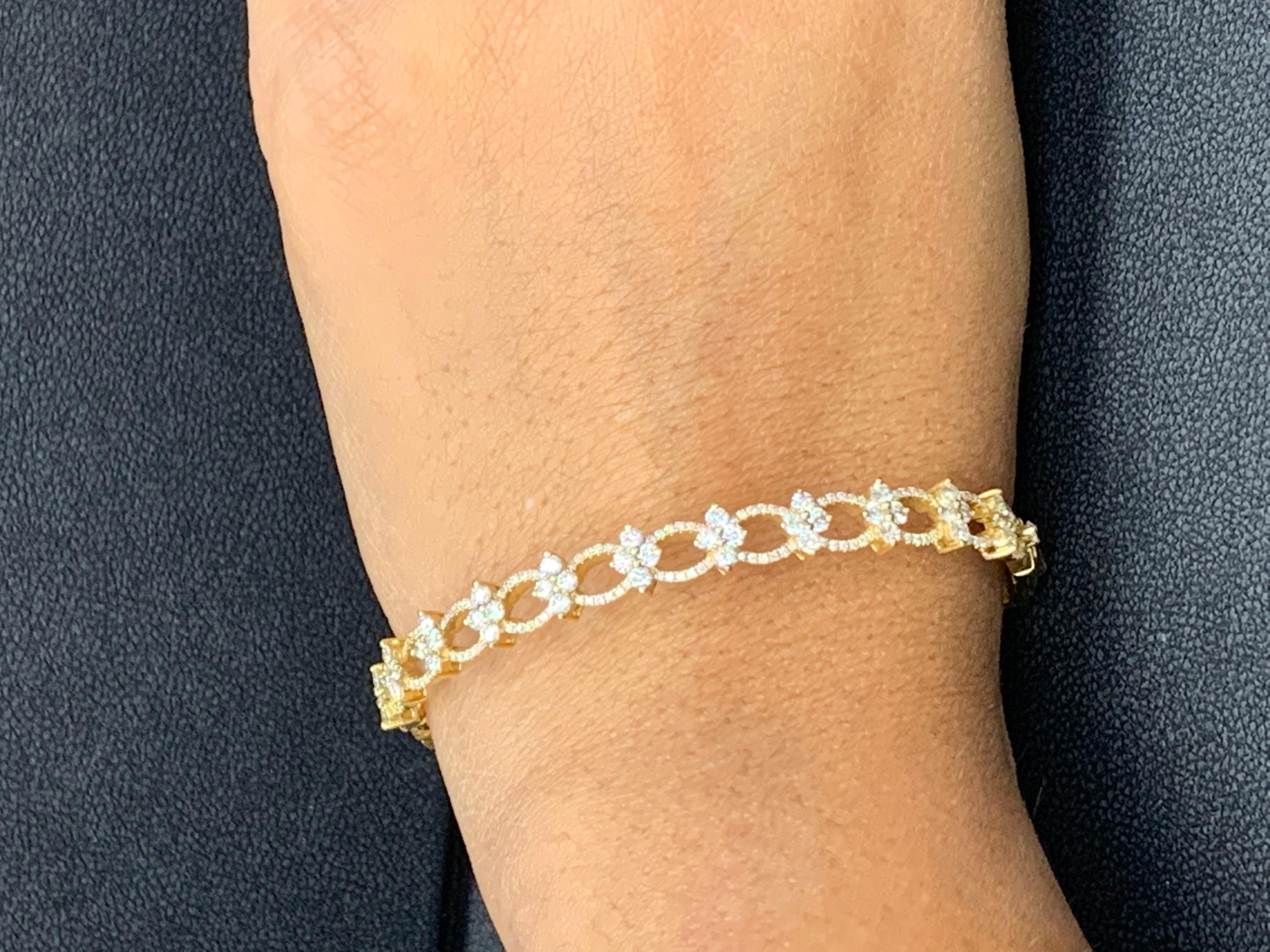 Bracelet Fashion en or jaune 18 carats et diamant de 2,00 carats en vente 13