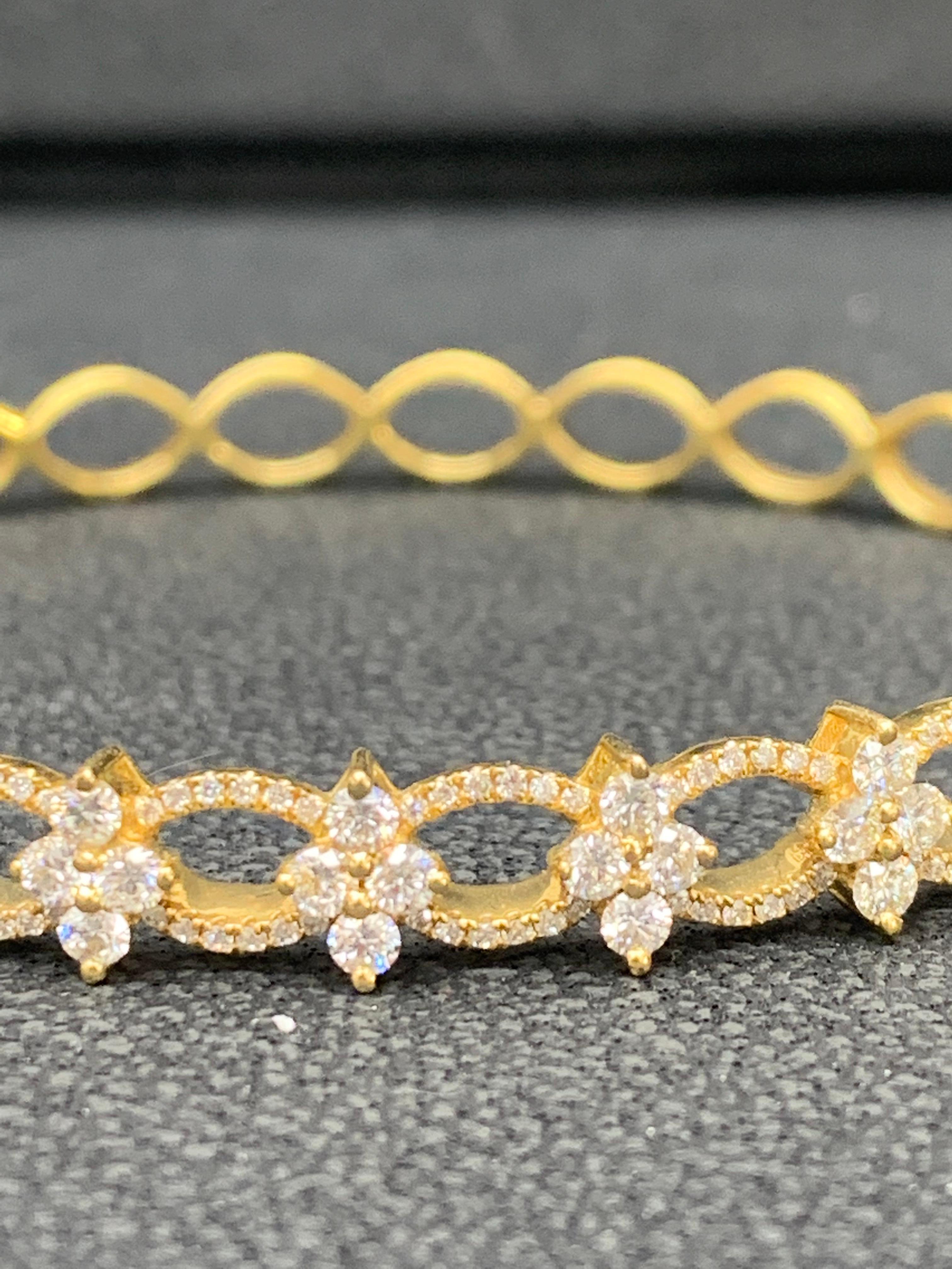 Moderne Bracelet Fashion en or jaune 18 carats et diamant de 2,00 carats en vente