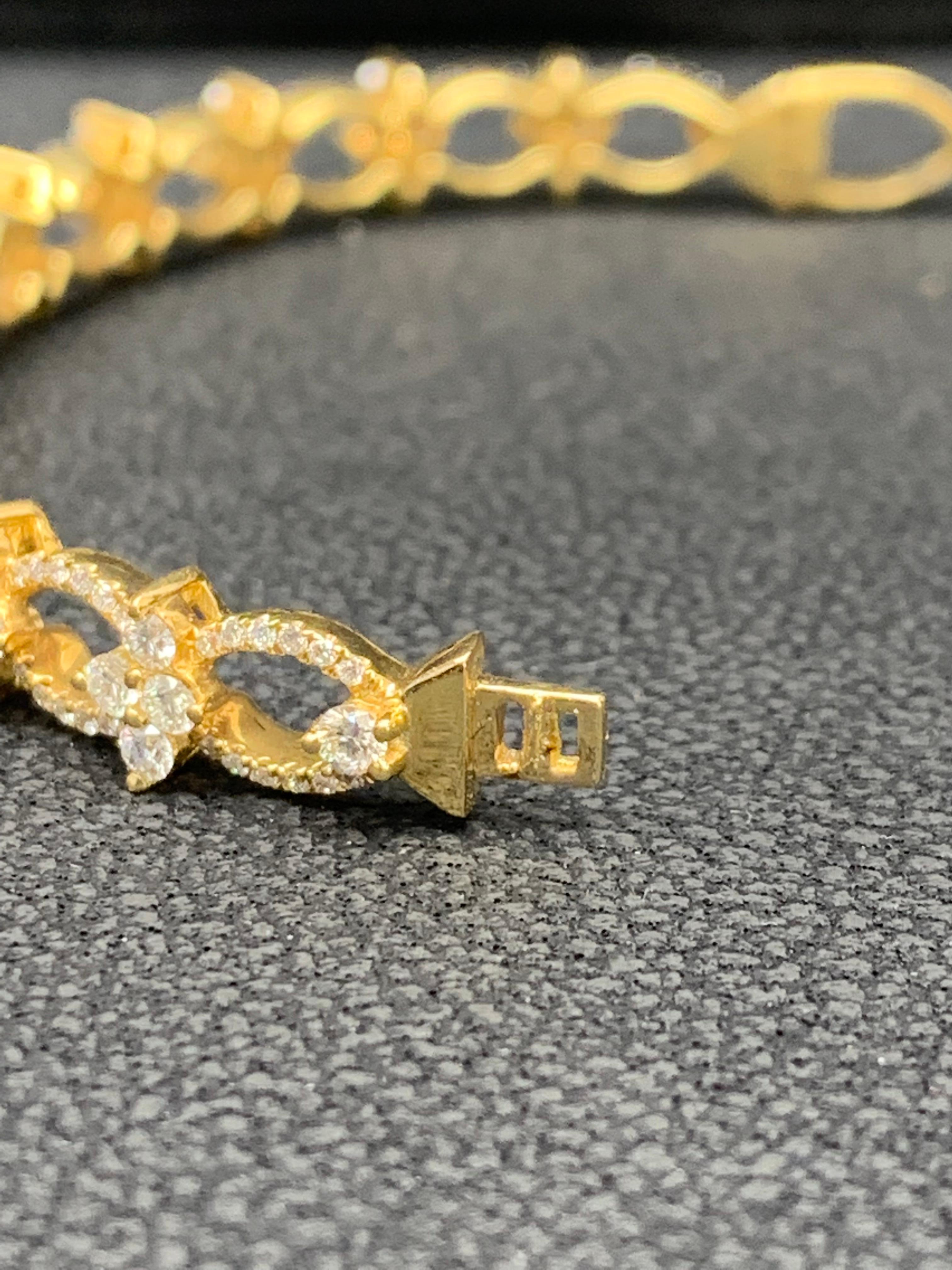 Bracelet Fashion en or jaune 18 carats et diamant de 2,00 carats en vente 2