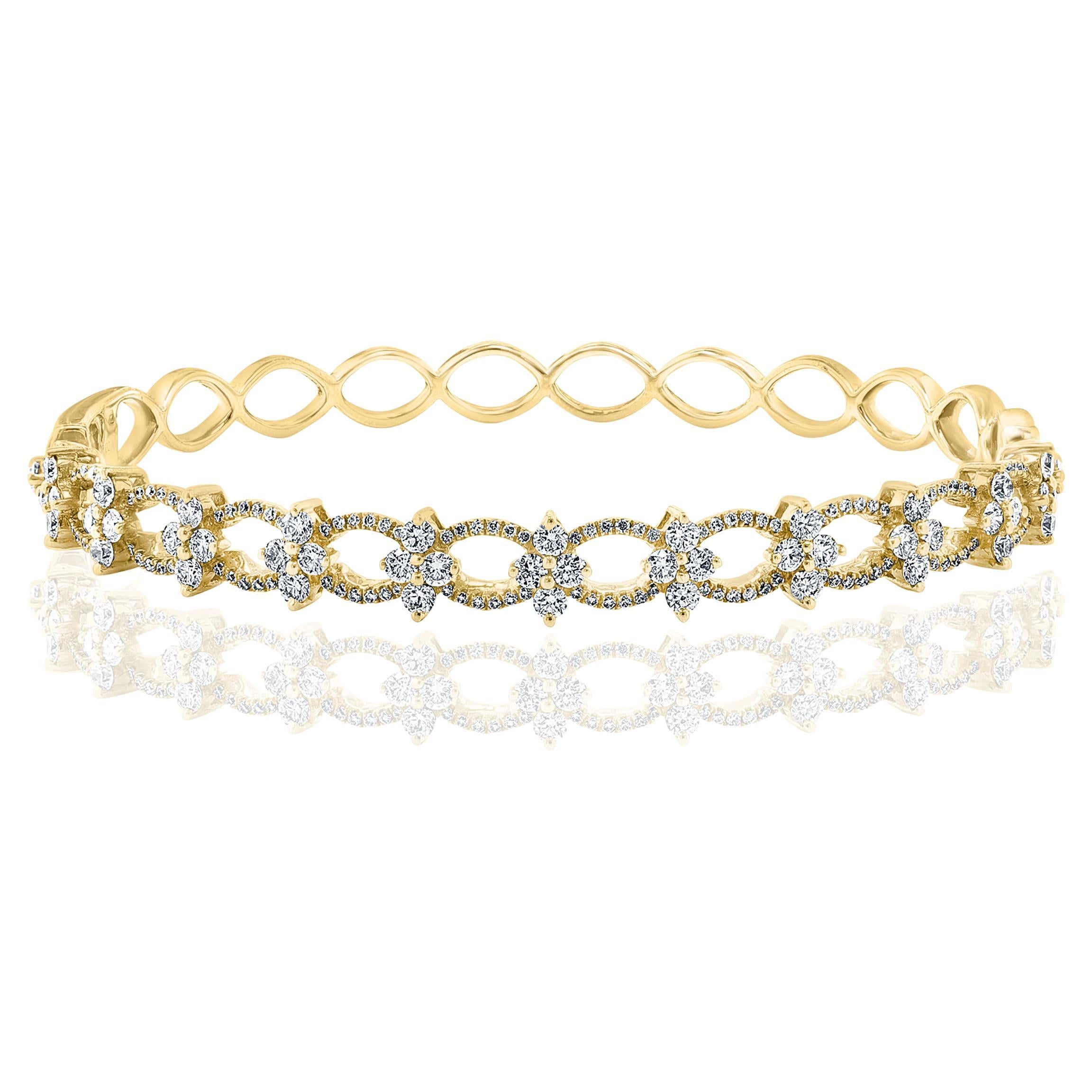 Bracelet Fashion en or jaune 18 carats et diamant de 2,00 carats en vente