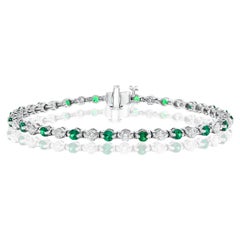 Grandeur 2.24 Carat Round Emerald and Diamond Bracelet in 14K White Gold