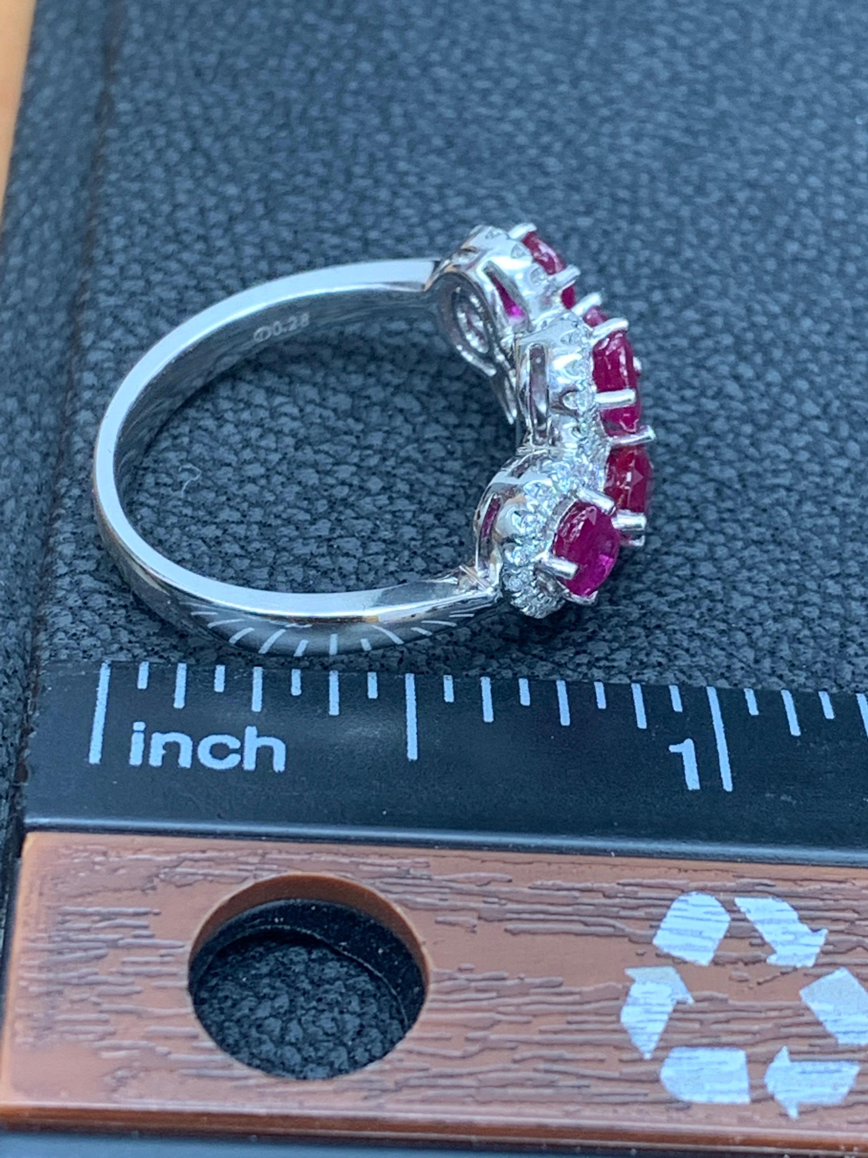 2.25 Carat Ruby and Diamond Cocktail Ring in 18K White Gold For Sale 4
