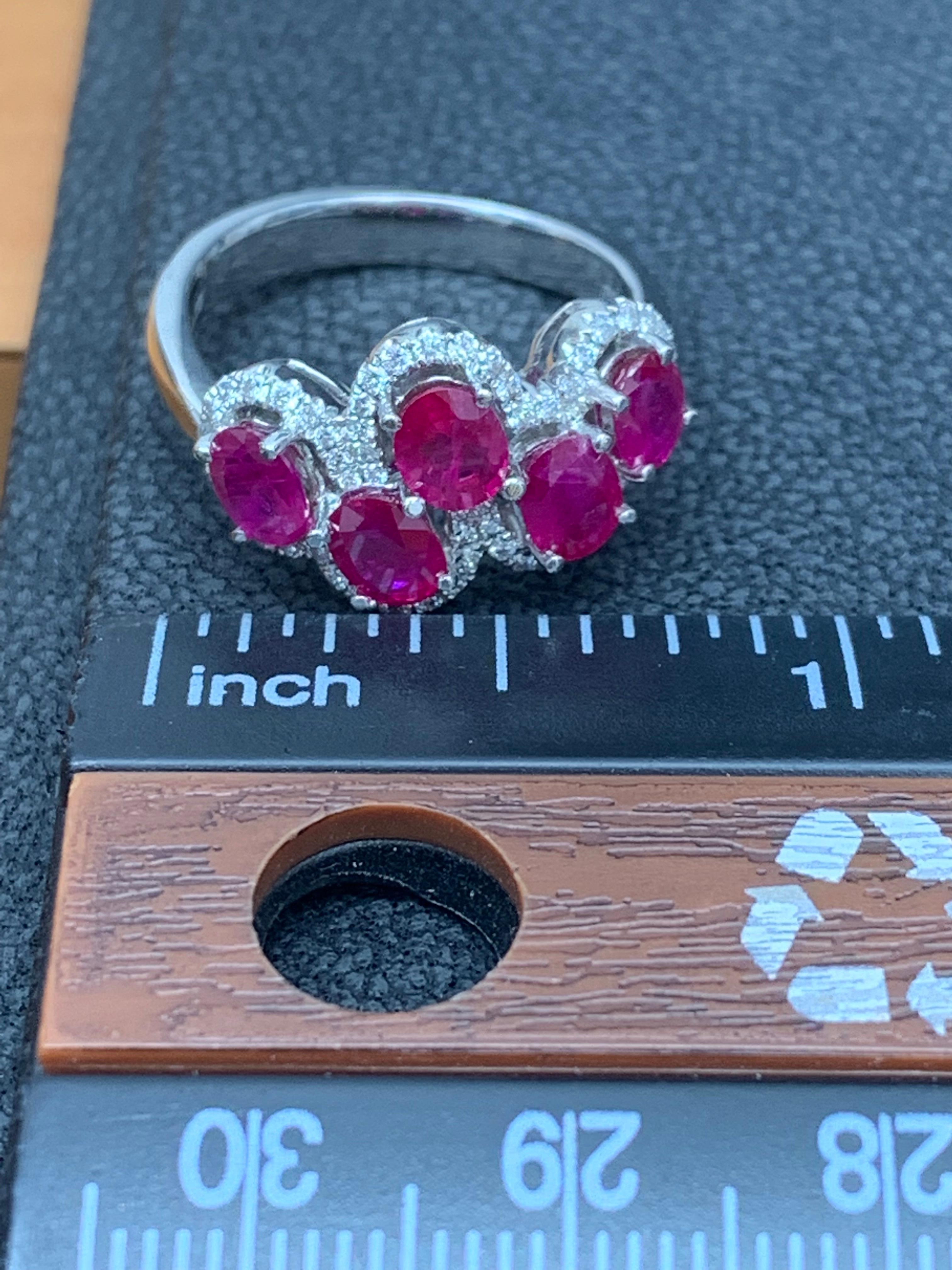 2.25 Carat Ruby and Diamond Cocktail Ring in 18K White Gold For Sale 5