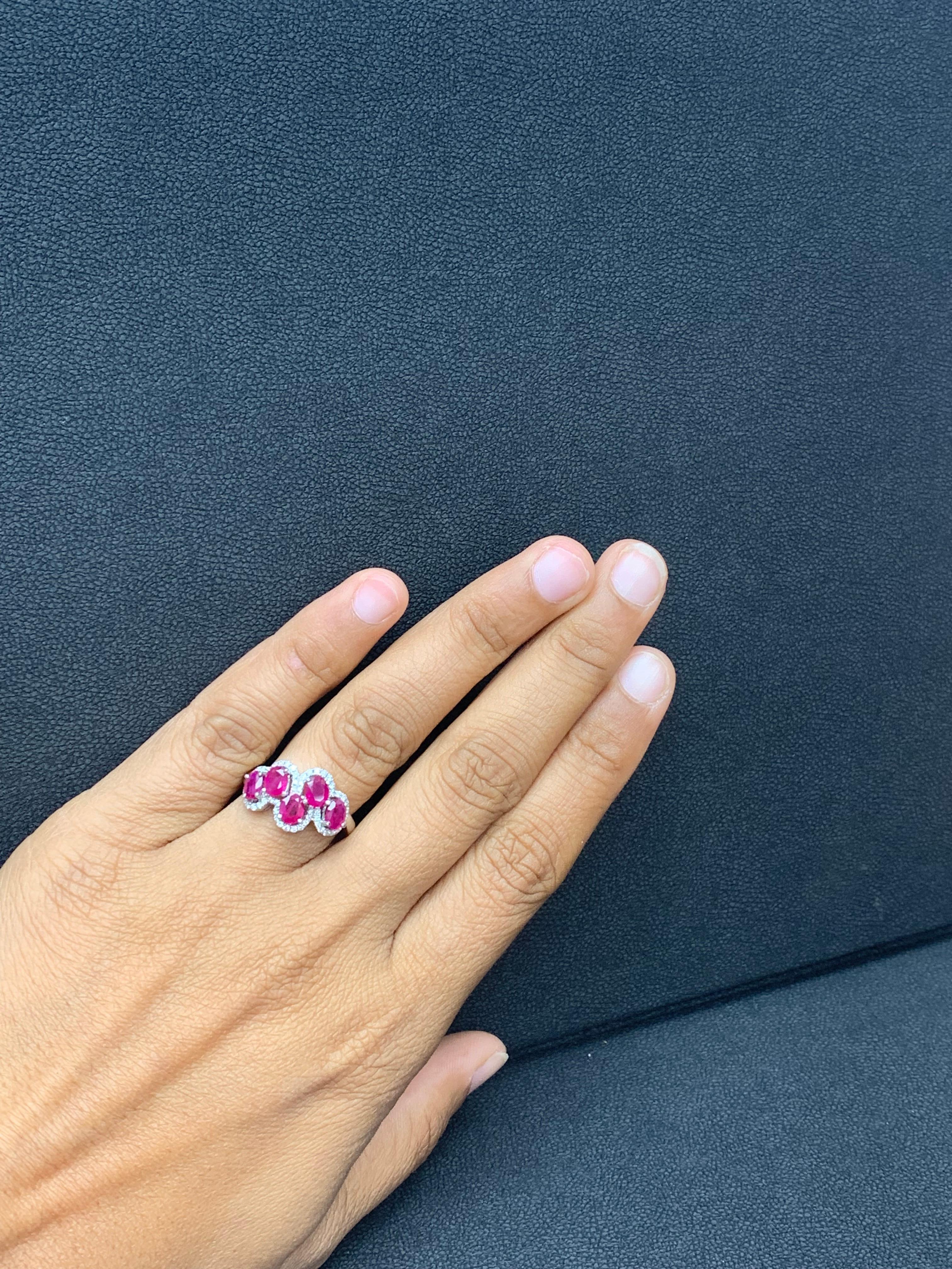 2.25 Carat Ruby and Diamond Cocktail Ring in 18K White Gold For Sale 6