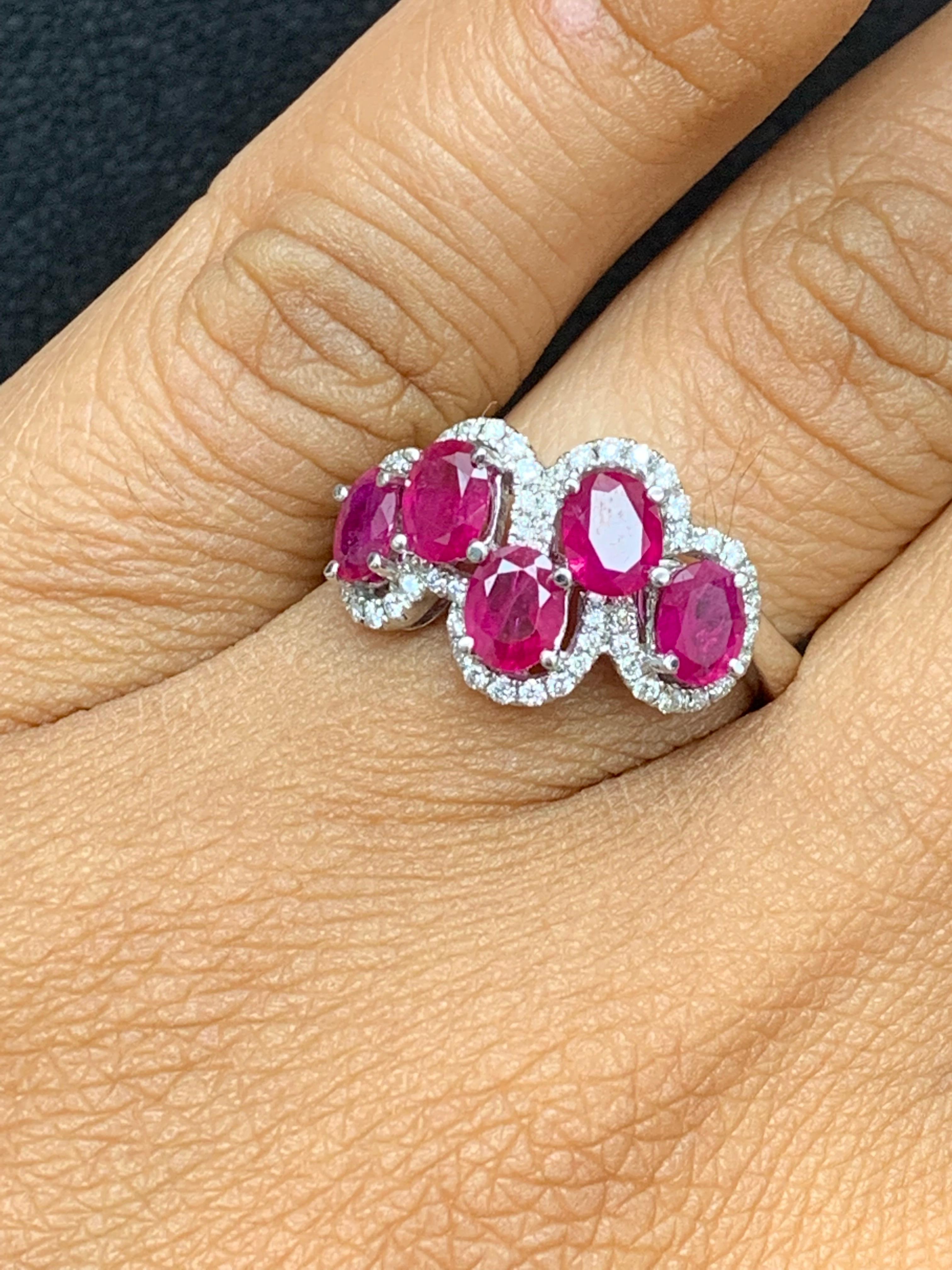 2.25 Carat Ruby and Diamond Cocktail Ring in 18K White Gold For Sale 7