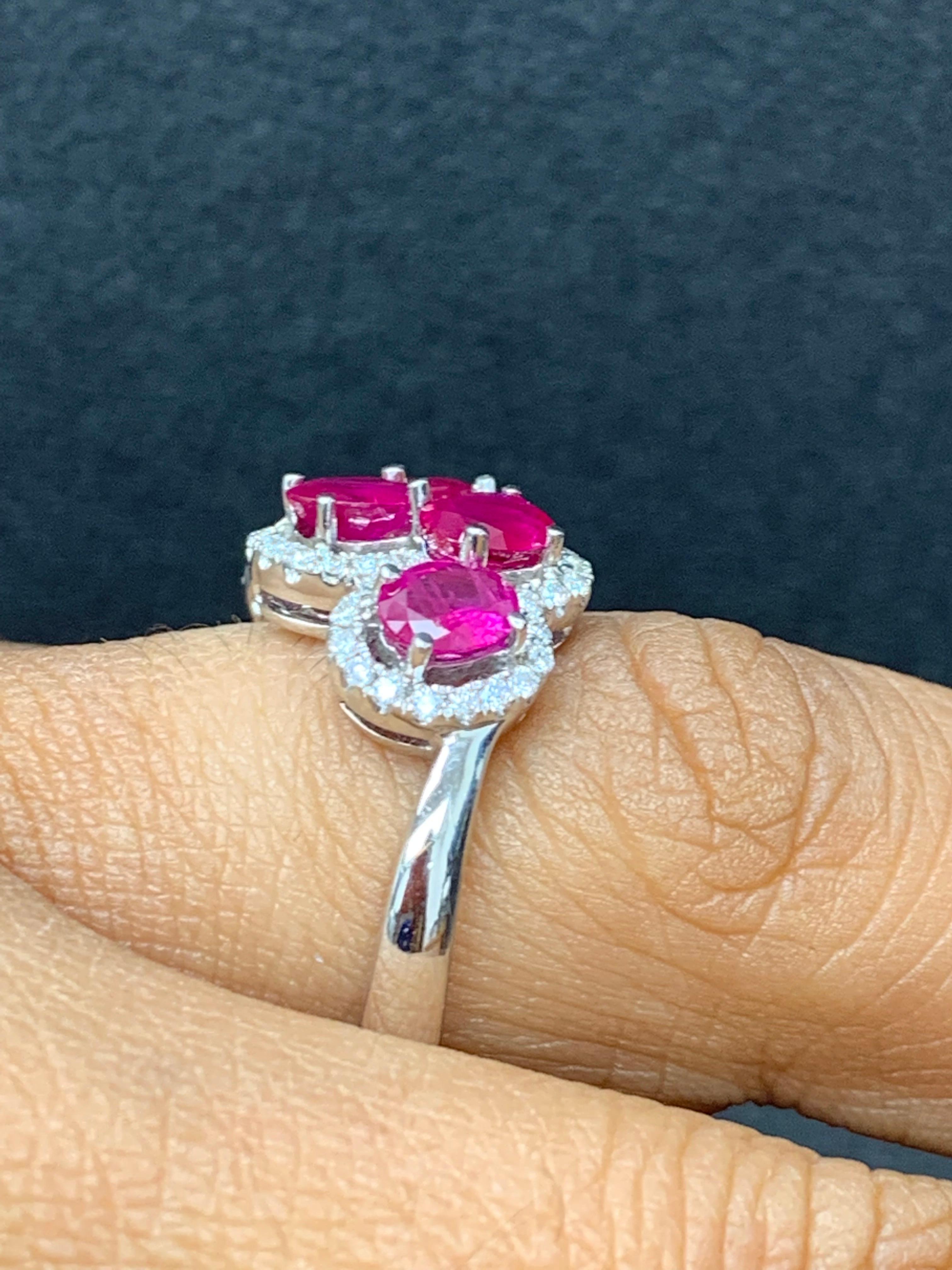 2.25 Carat Ruby and Diamond Cocktail Ring in 18K White Gold For Sale 8