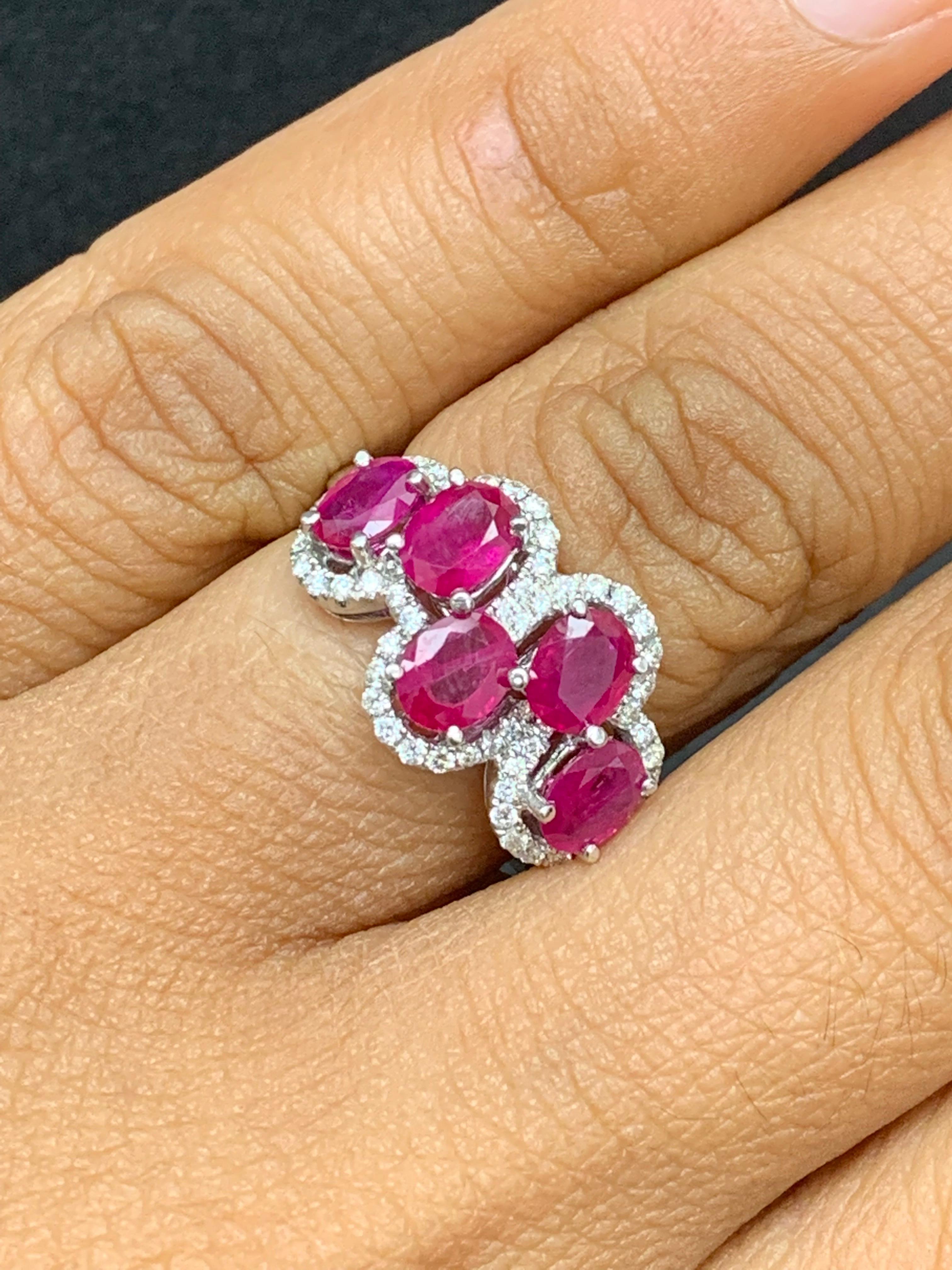 2.25 Carat Ruby and Diamond Cocktail Ring in 18K White Gold For Sale 9
