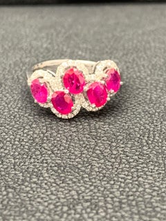 2.25 Carat Ruby and Diamond Cocktail Ring in 18K White Gold