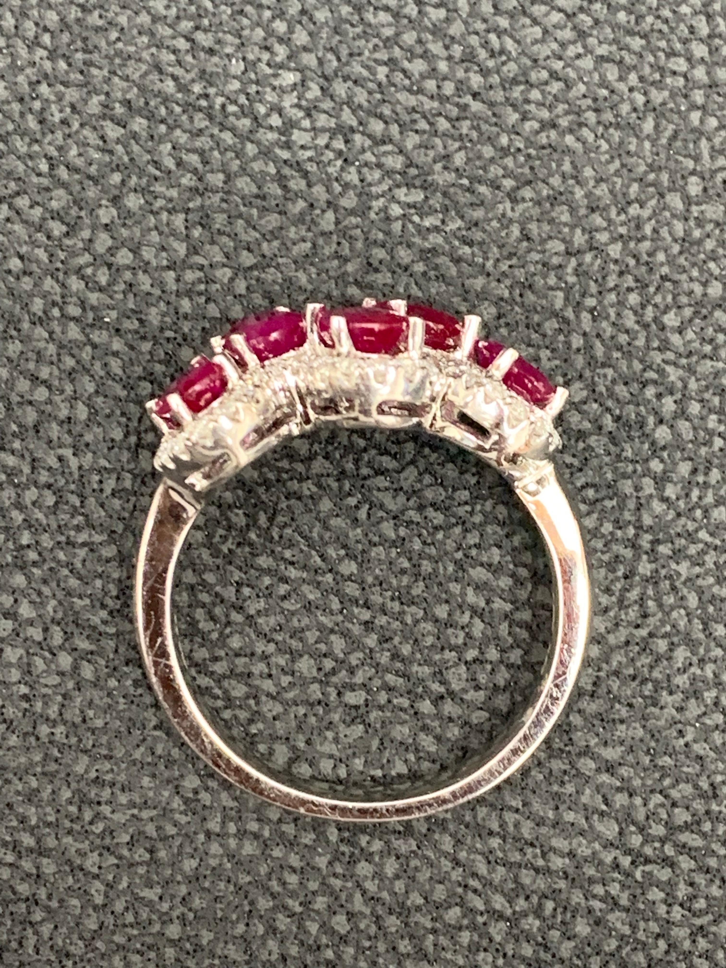 2.25 Carat Ruby and Diamond Cocktail Ring in 18K White Gold For Sale 1