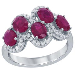 2.25 Carat Ruby and Diamond Cocktail Ring in 18K White Gold