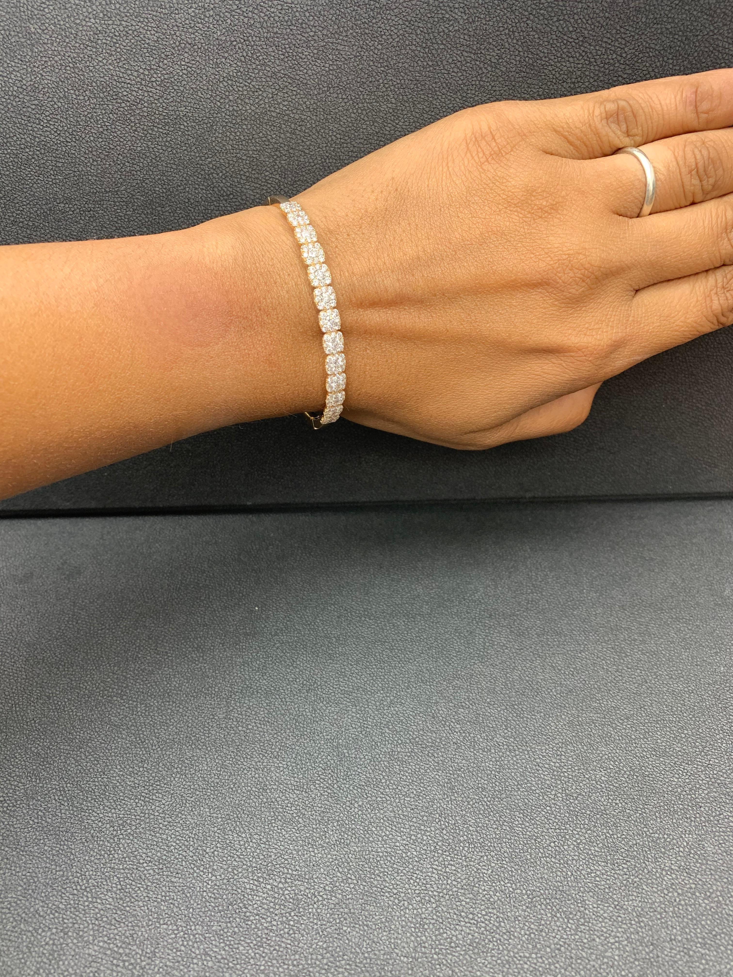 Grandeur 2.49 Carat Total Round Diamond Bangle in 18K Rose Gold For Sale 4