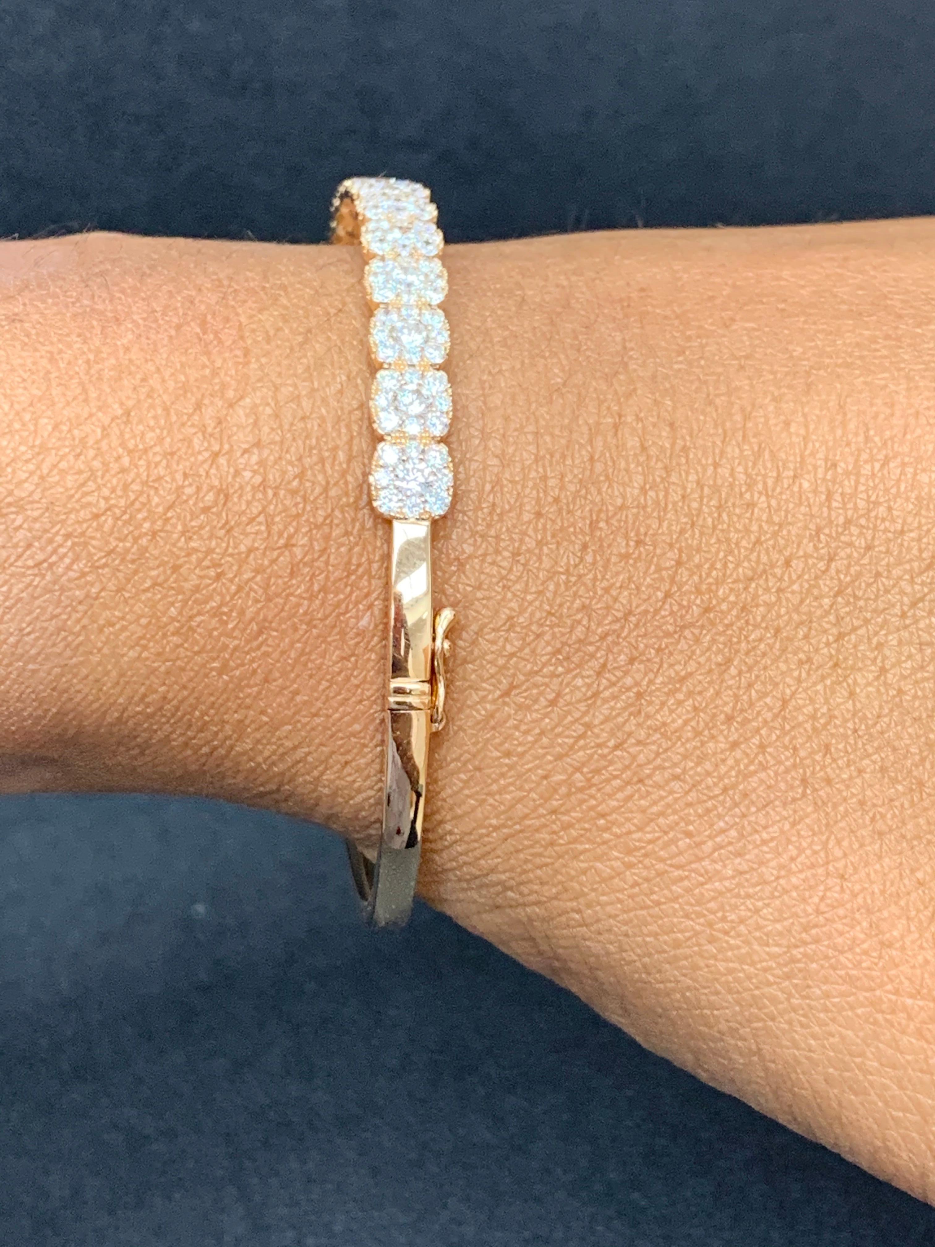 Grandeur 2.49 Carat Total Round Diamond Bangle in 18K Rose Gold For Sale 7