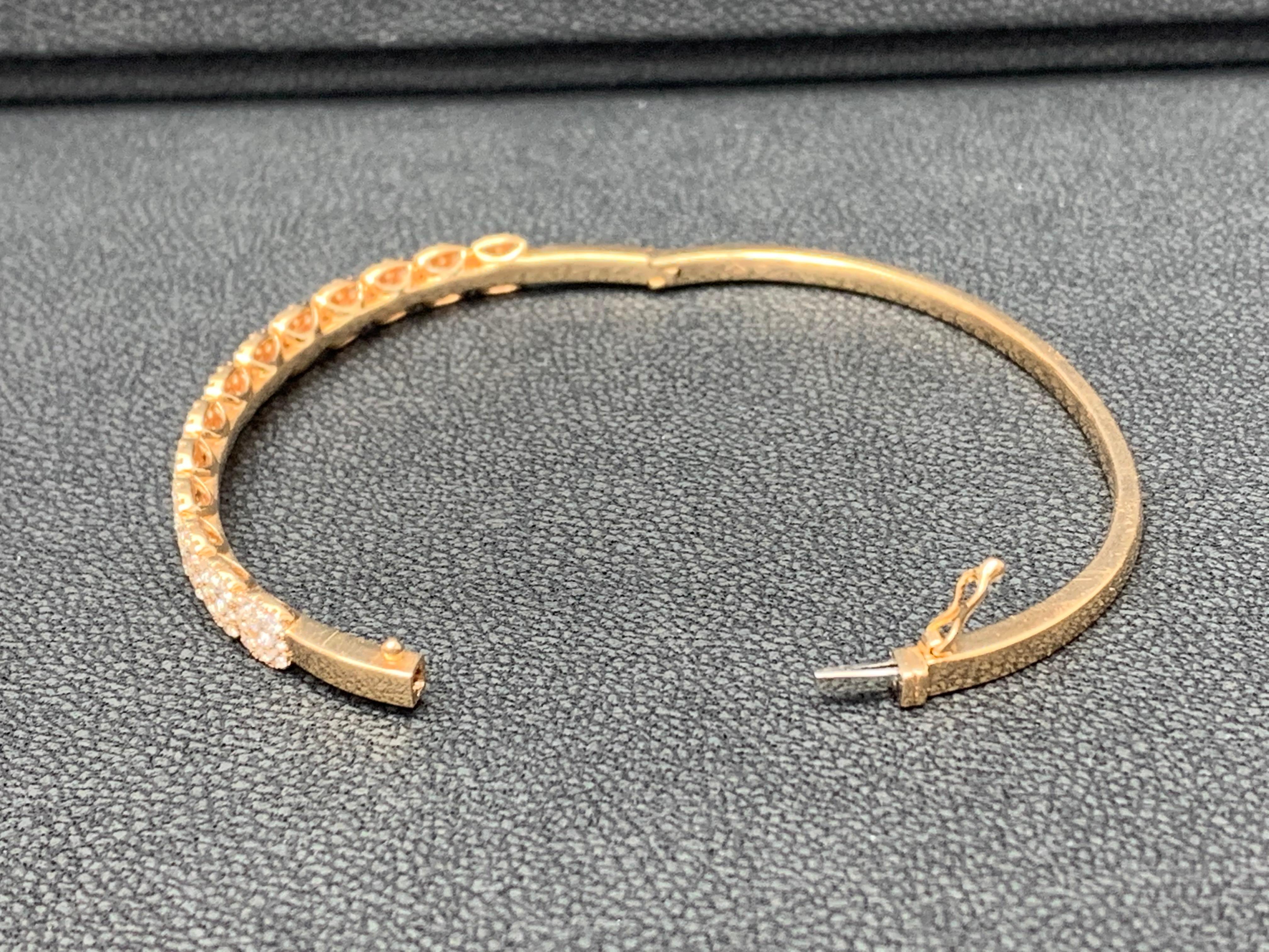 Modern Grandeur 2.49 Carat Total Round Diamond Bangle in 18K Rose Gold For Sale