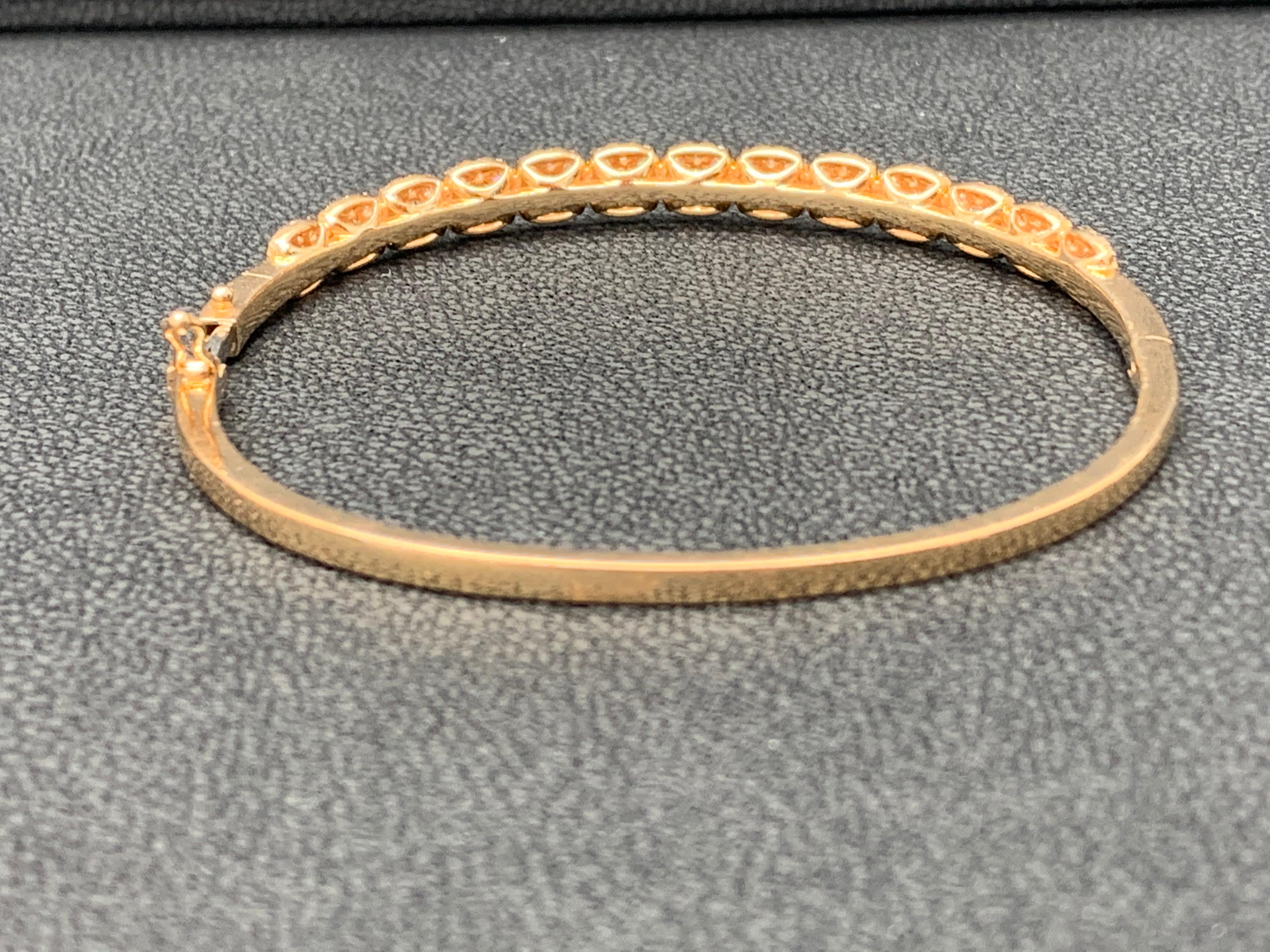 Round Cut Grandeur 2.49 Carat Total Round Diamond Bangle in 18K Rose Gold For Sale