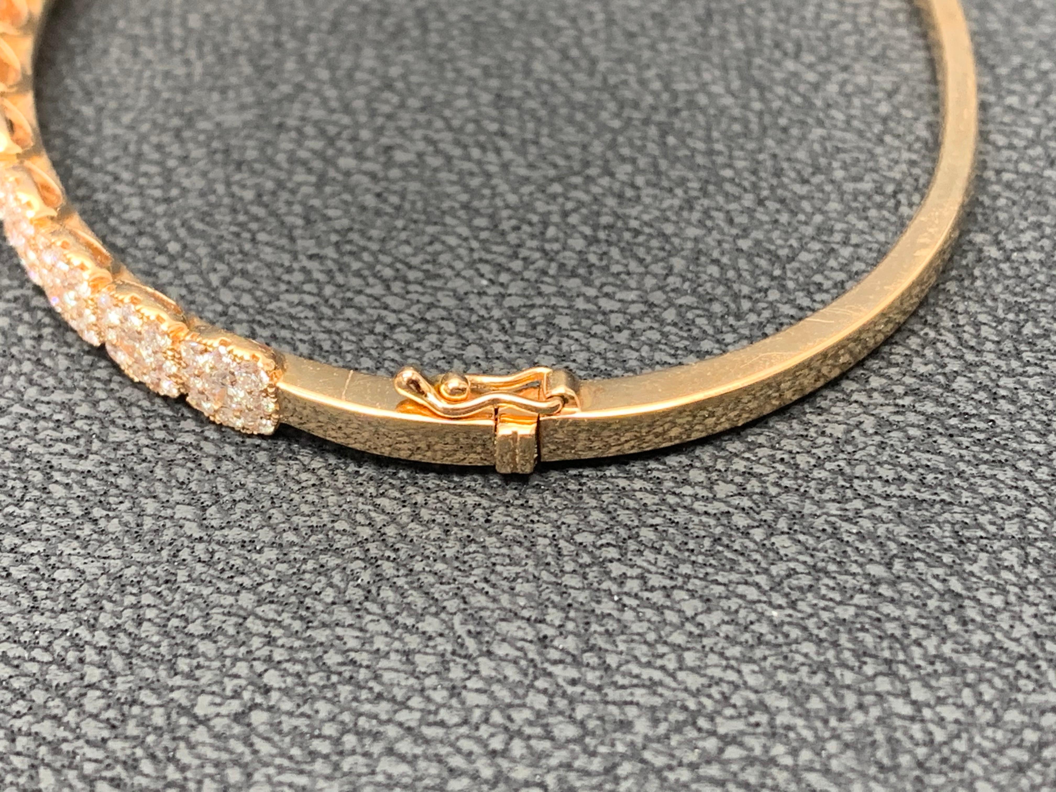 Grandeur 2.49 Carat Total Round Diamond Bangle in 18K Rose Gold In New Condition For Sale In NEW YORK, NY