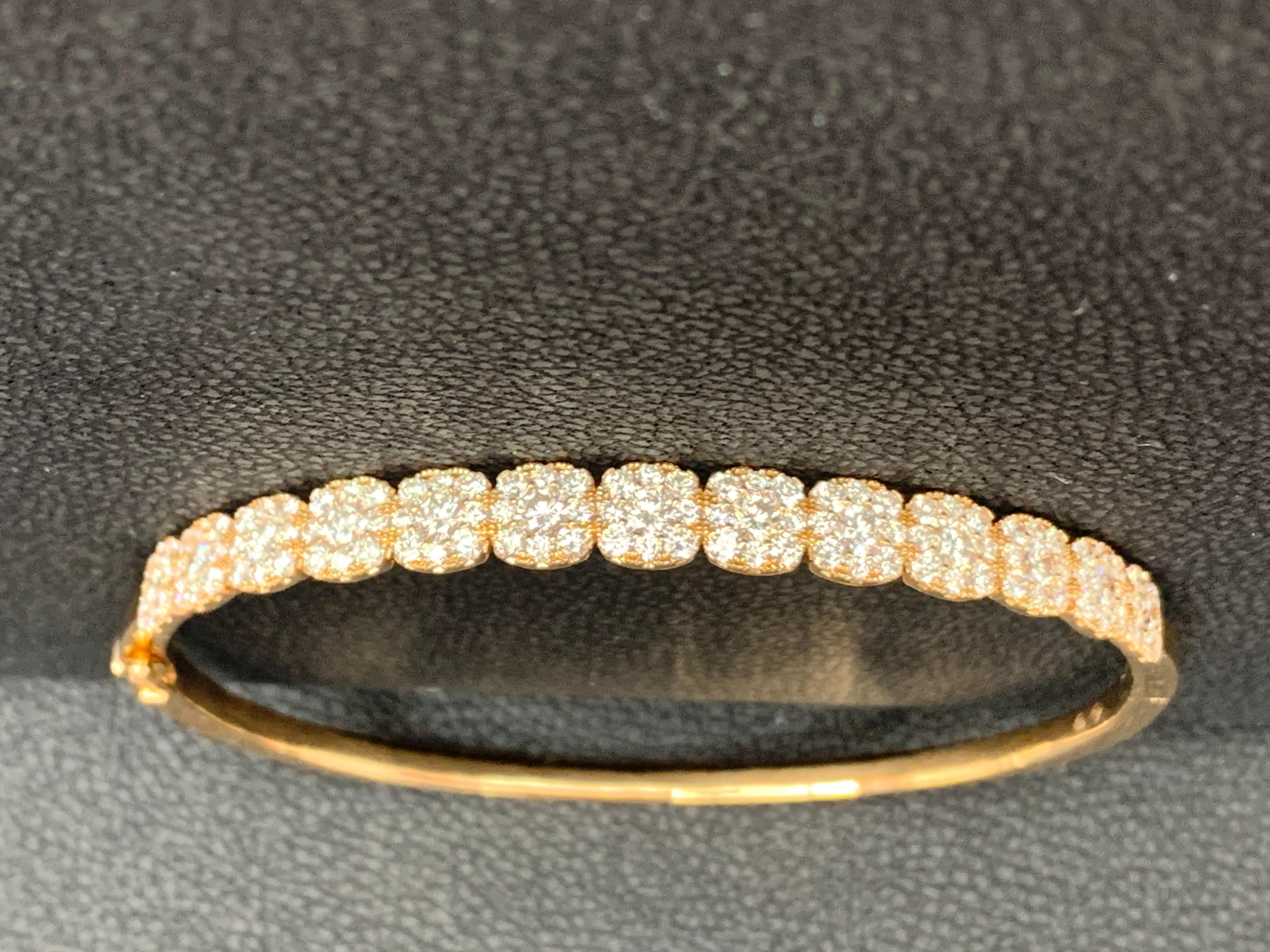 Grandeur 2.49 Carat Total Round Diamond Bangle in 18K Rose Gold For Sale 1