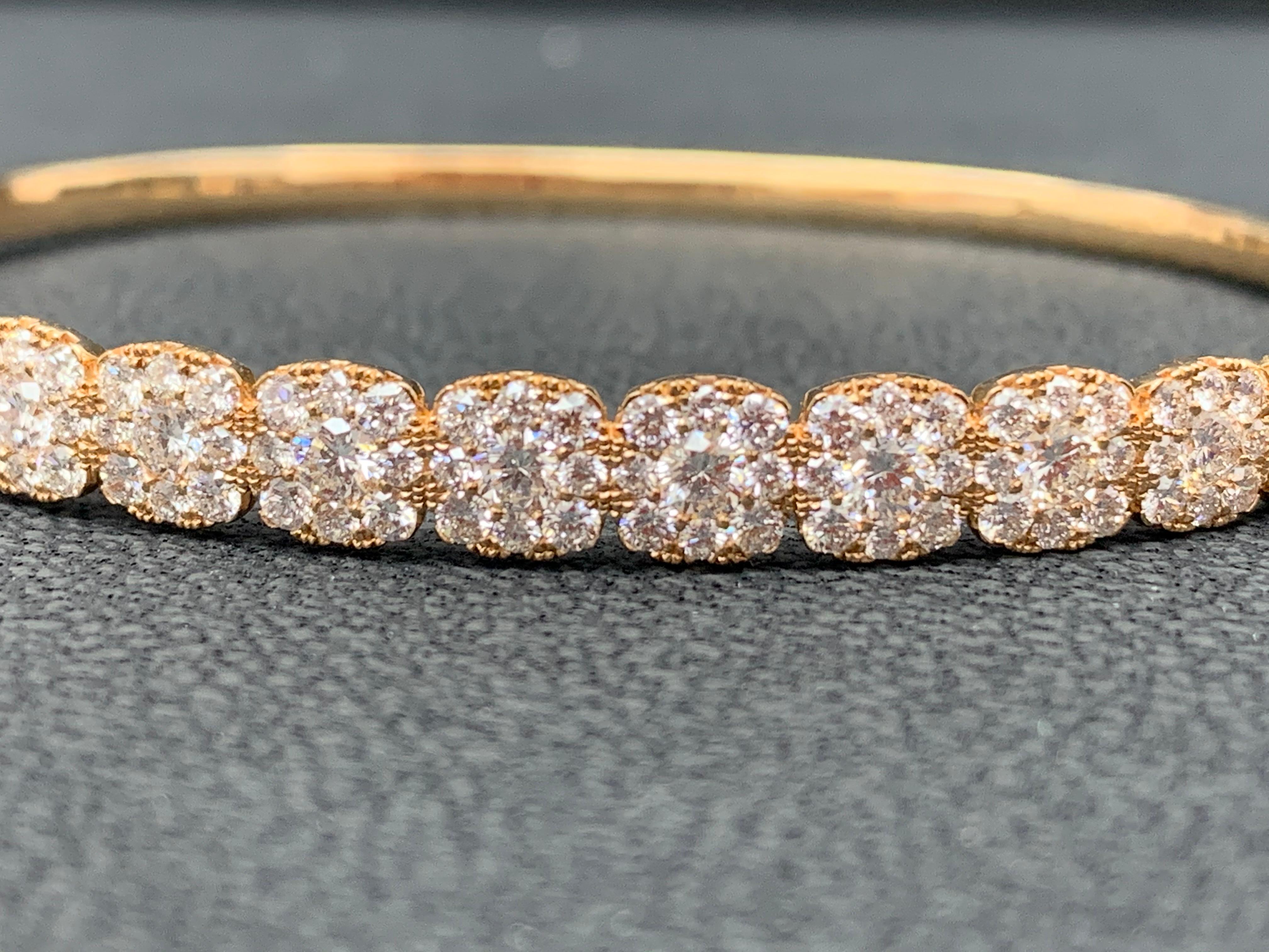 Grandeur 2.49 Carat Total Round Diamond Bangle in 18K Rose Gold For Sale 3
