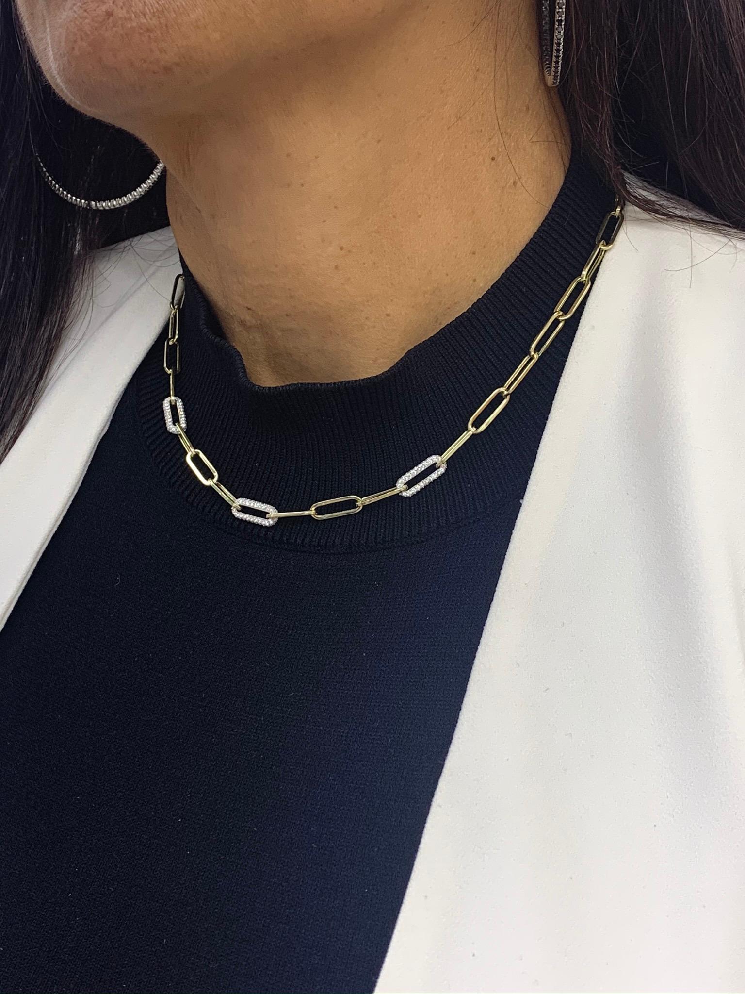 Collier à clips en papier Grandeur avec diamants de 2,64 carats en or jaune et blanc 14 carats Neuf - En vente à NEW YORK, NY