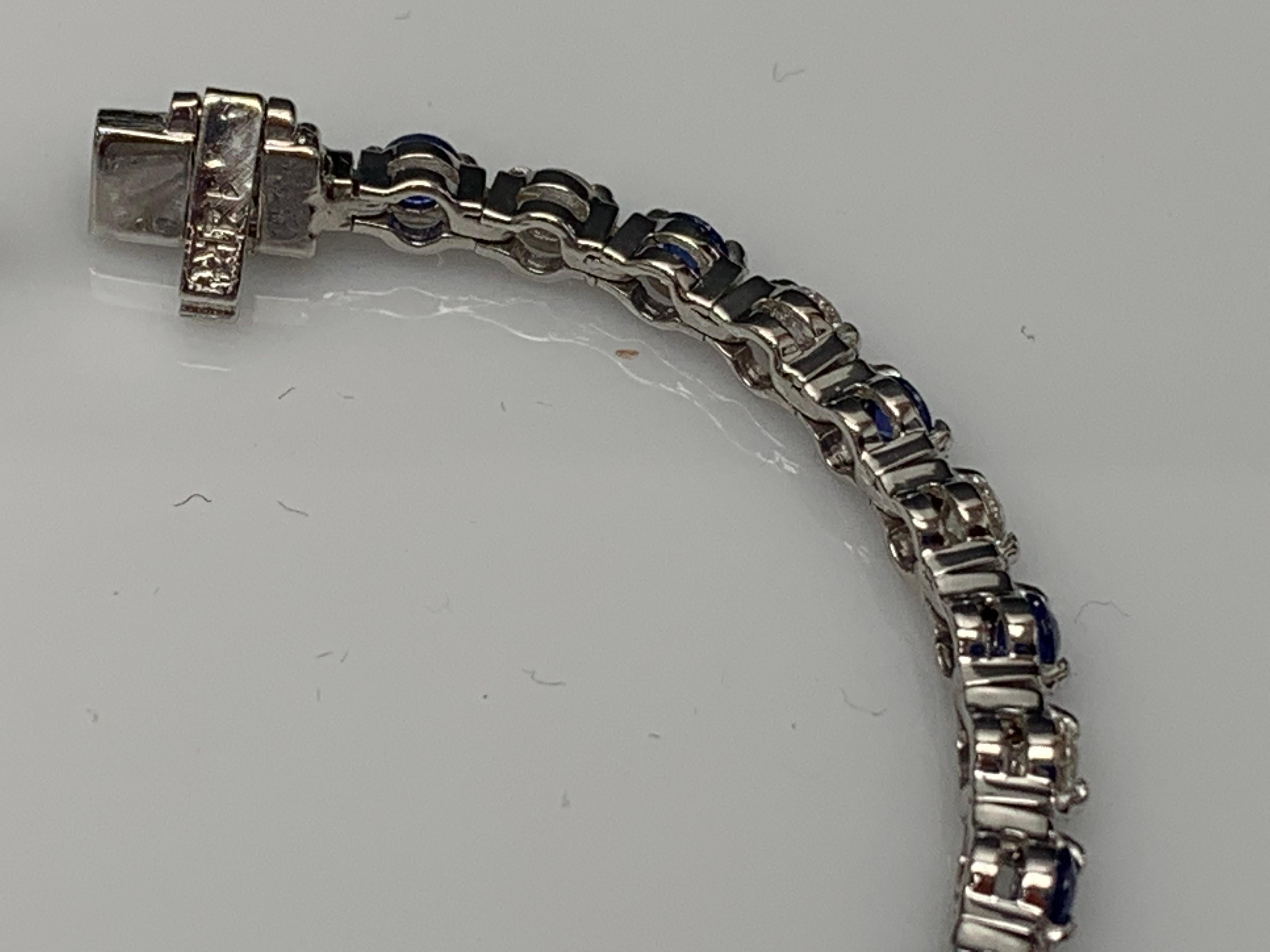 Grandeur 2.65 Carat Round Blue Sapphire and Diamond Bracelet in 14K White Gold In New Condition For Sale In NEW YORK, NY