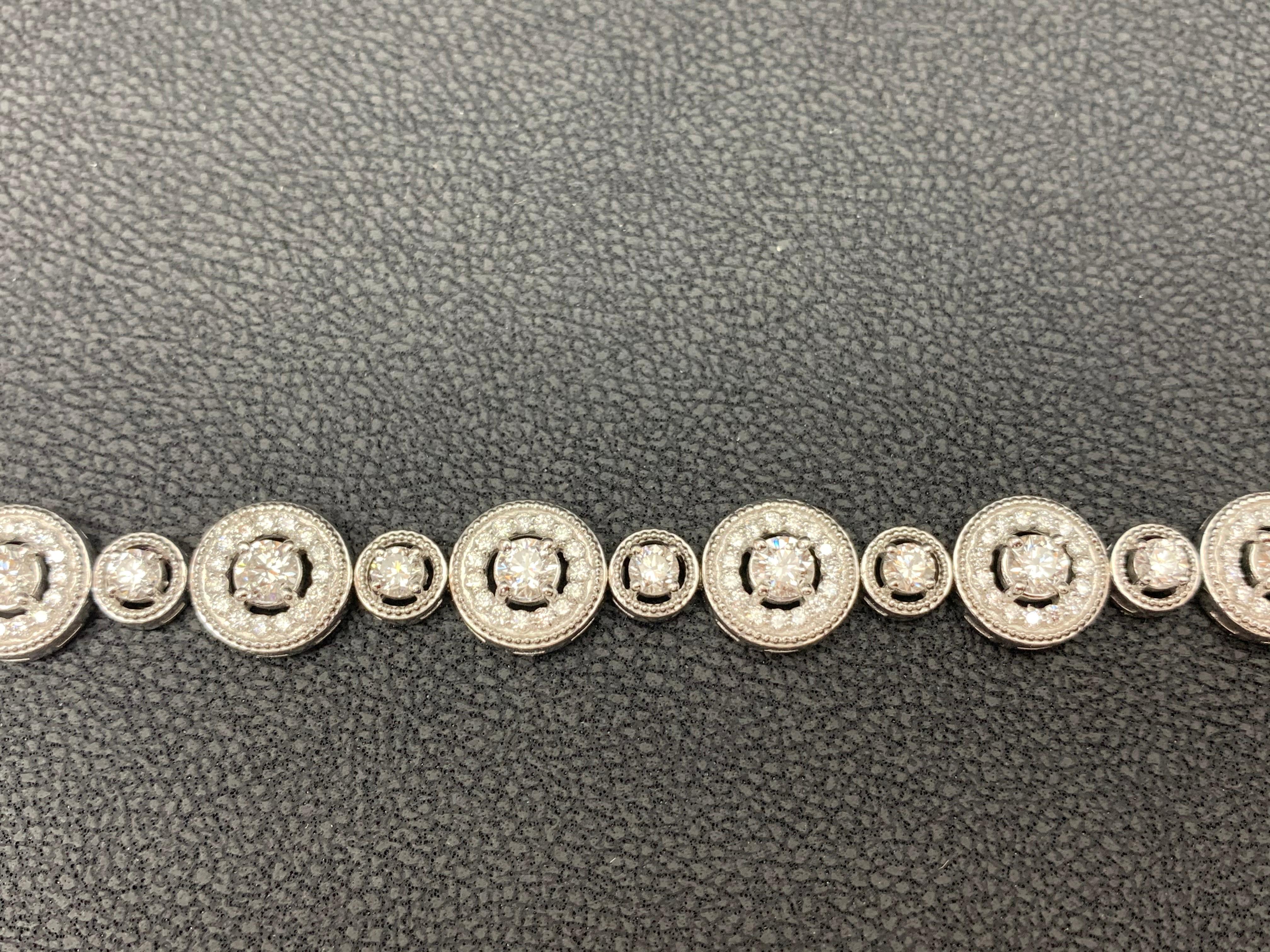 2.87 Carats Diamond White Gold Halo Tennis Bracelet in 14K In New Condition For Sale In NEW YORK, NY