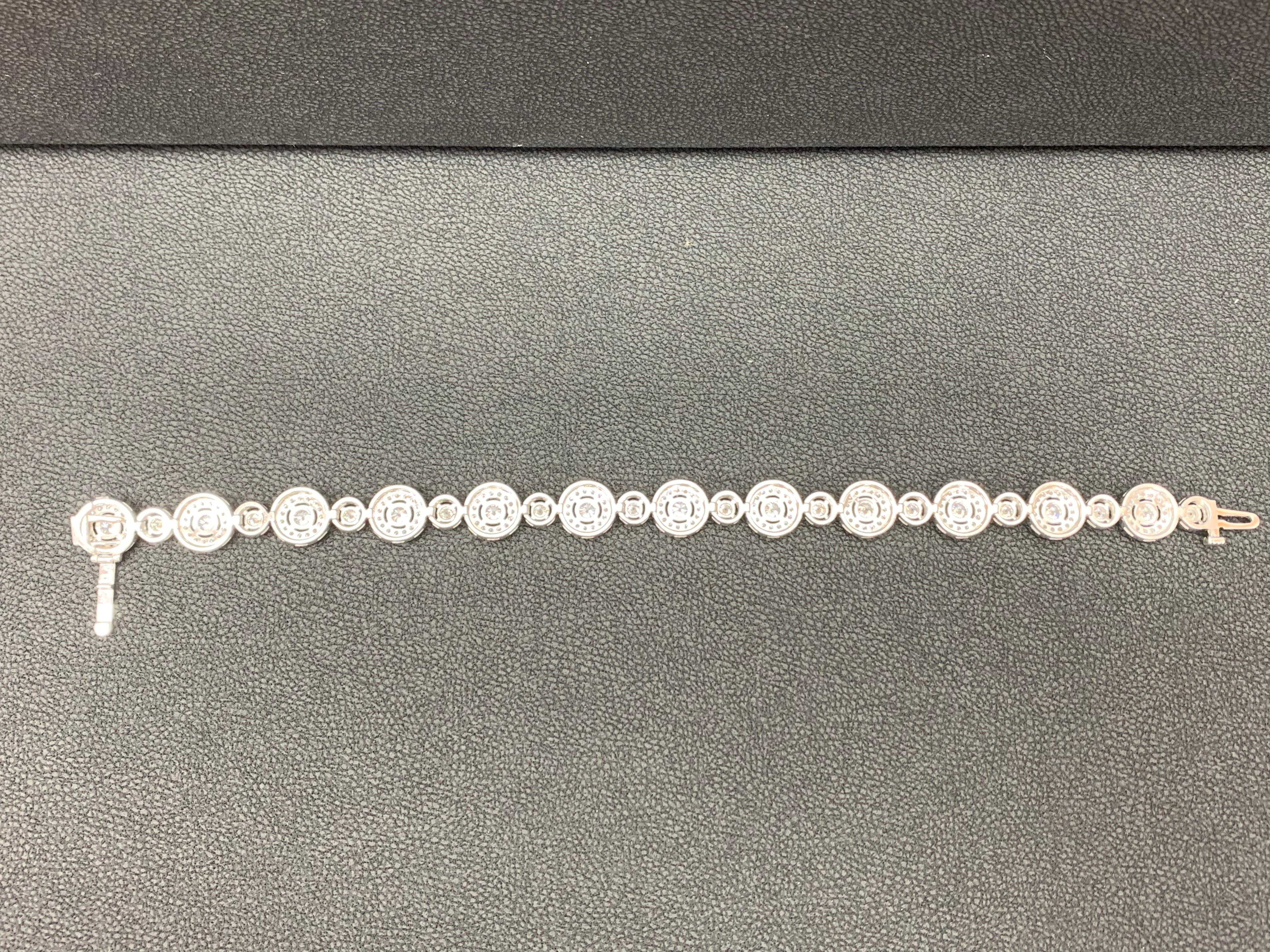 2.87 Carats Diamond White Gold Halo Tennis Bracelet in 14K For Sale 2