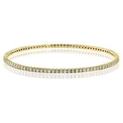 Grandeur, 3.01 Carat Round Diamond Bangle Bracelet in 18K Yellow Gold