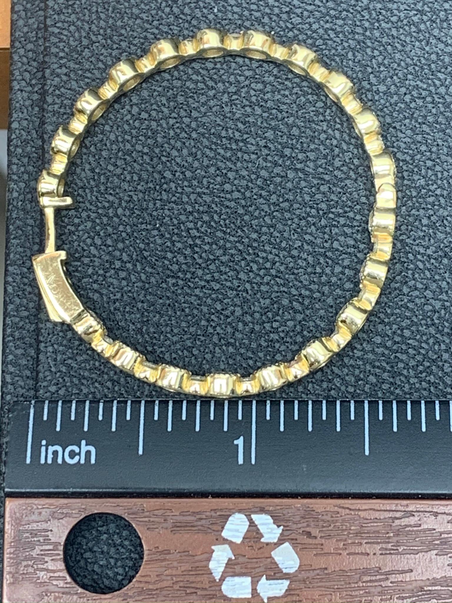 5.57 Carat Round Diamond Hoop Earrings in 14K Yellow Gold For Sale 3