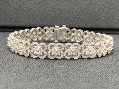 6.03 Carat Round Cut Flower Diamond Tennis Bracelet in 14K White Gold