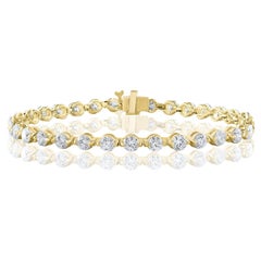 7.01 Carat Brilliant Cut Diamond Bracelet in 14k Yellow Gold