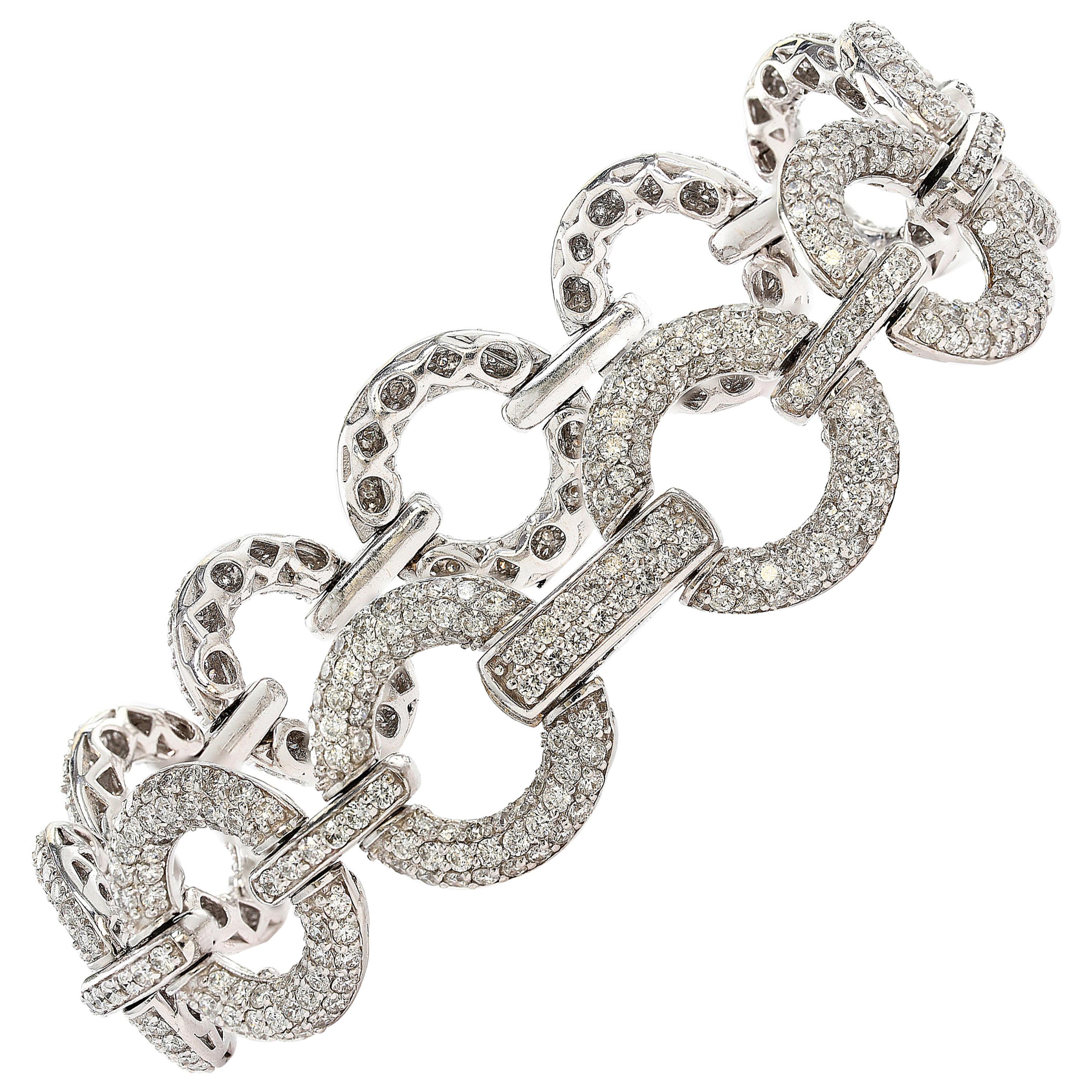 7.71 Carat Diamond Bracelet in 18K White Gold For Sale