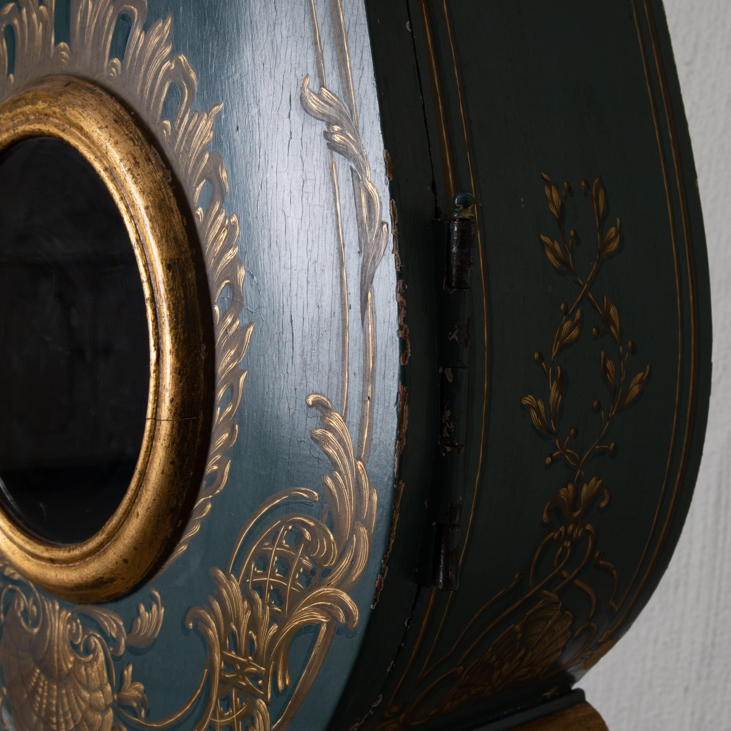 Grandfather Clock Swedish Rococo Green Blue Gilded 18th Century, Sweden 8