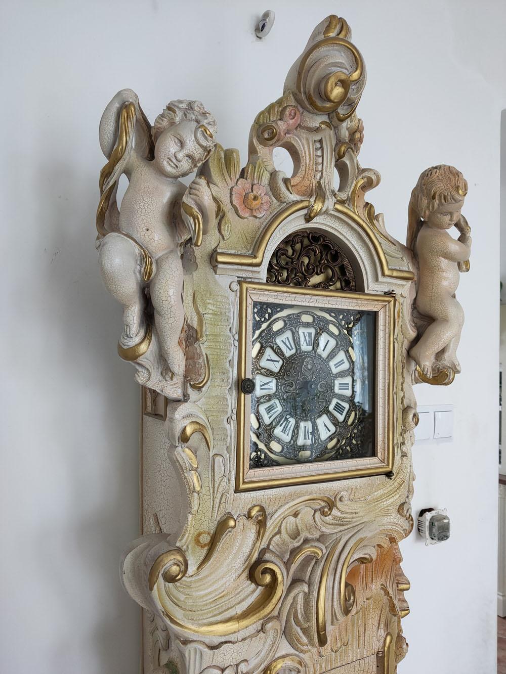 Wood Grandfather Clock Venetian Rococo Style For Sale