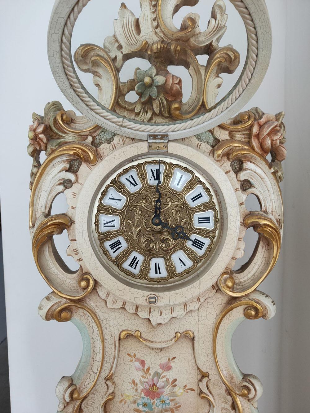 Wood Grandfather Clock Venetian Rococo Style For Sale