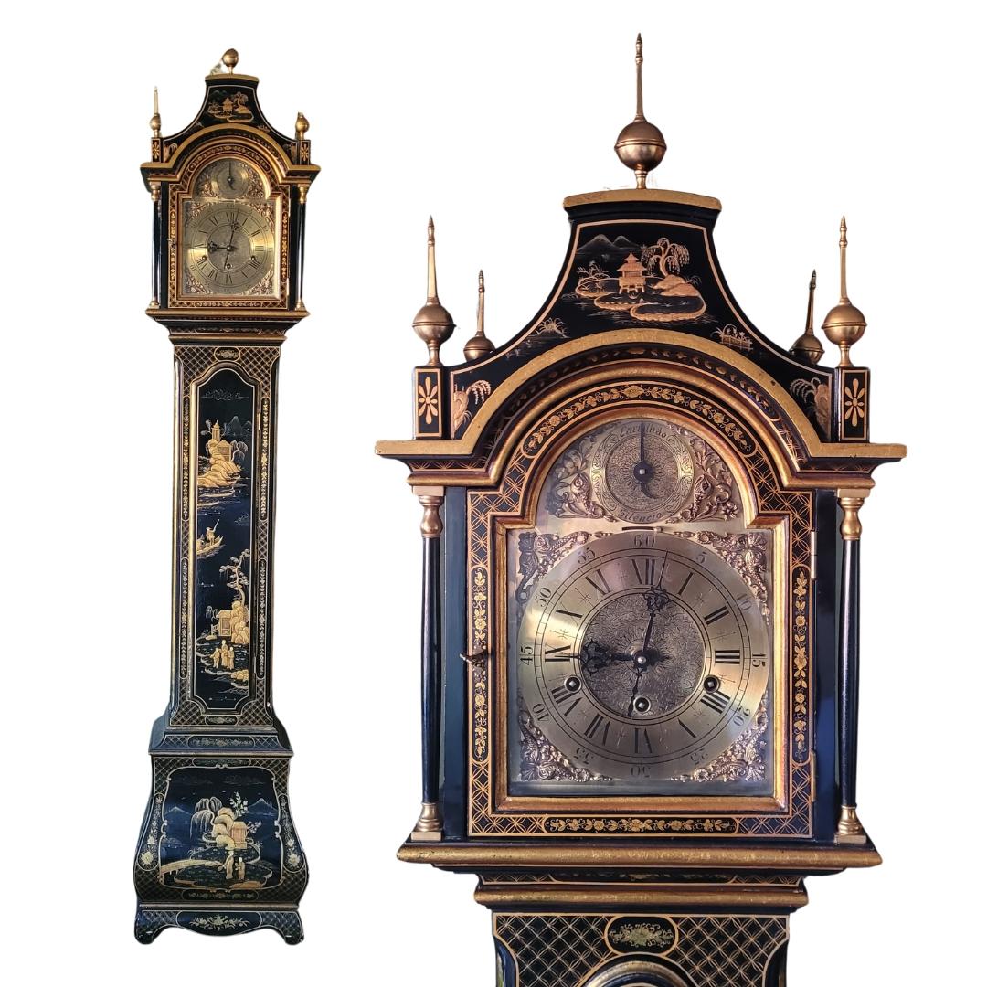 Abuelo lacado verde  chinoiserie madera  Reloj Europeo en venta 10