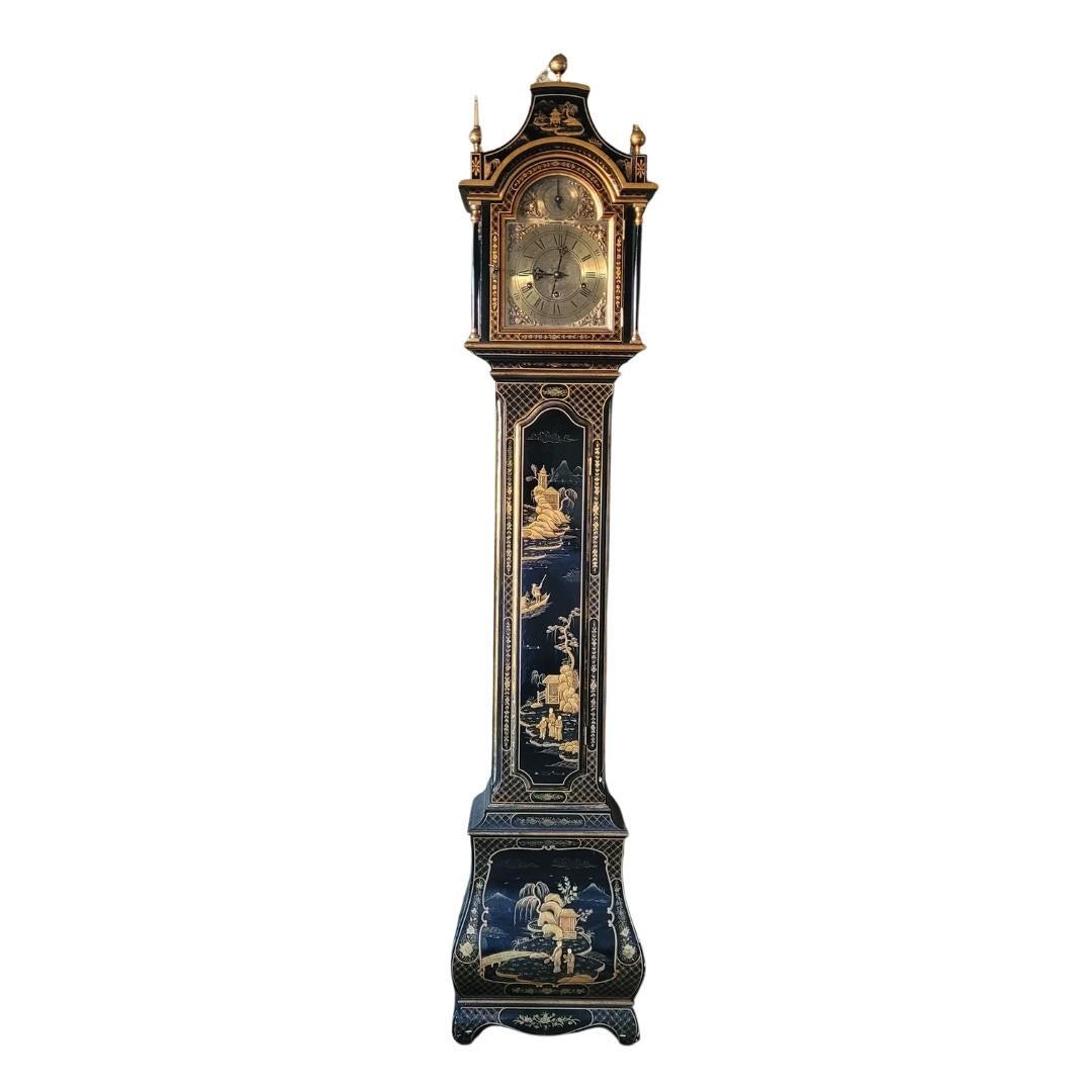Abuelo lacado verde  chinoiserie madera  Reloj Europeo en venta 11