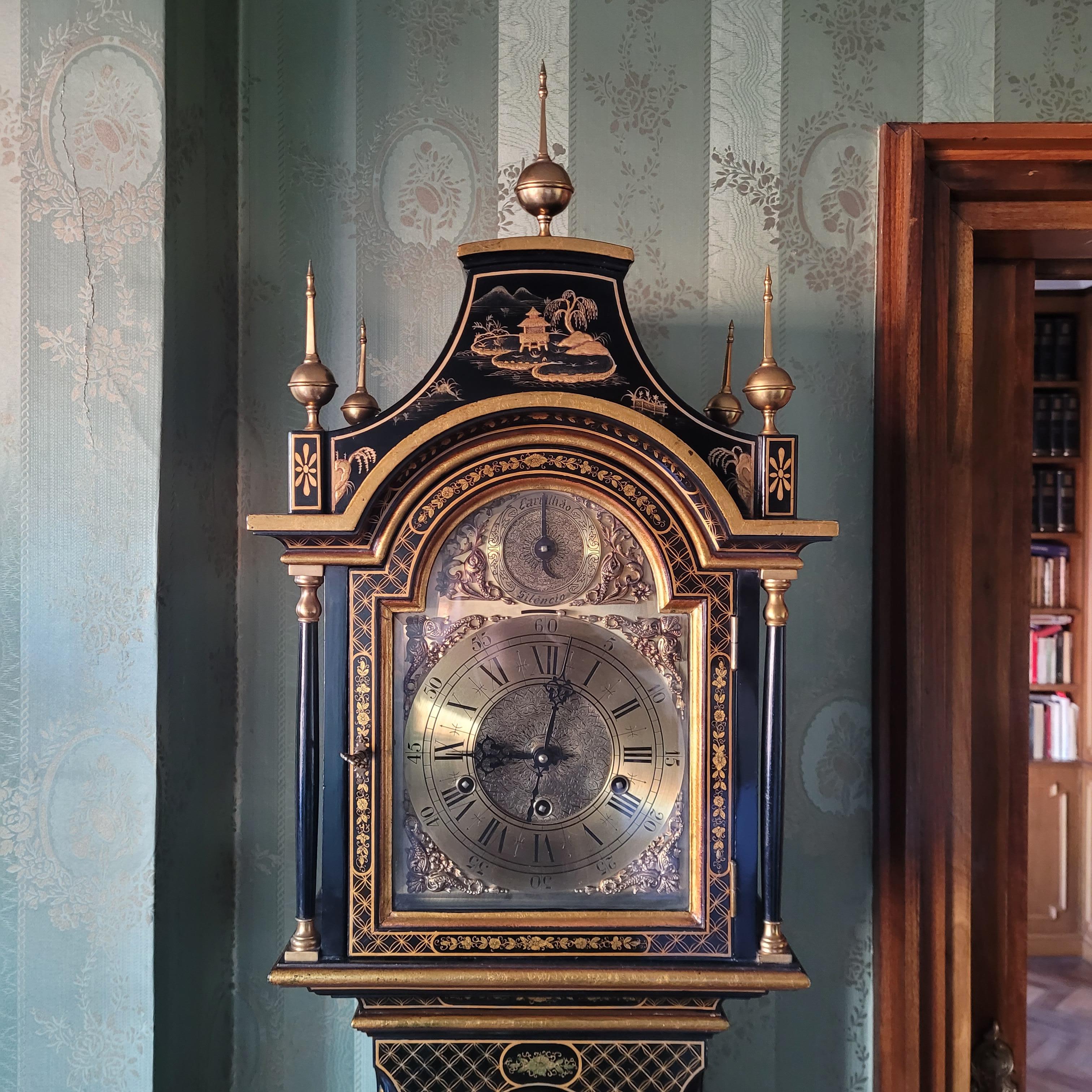 Abuelo lacado verde  chinoiserie madera  Reloj Europeo Hecho a mano en venta