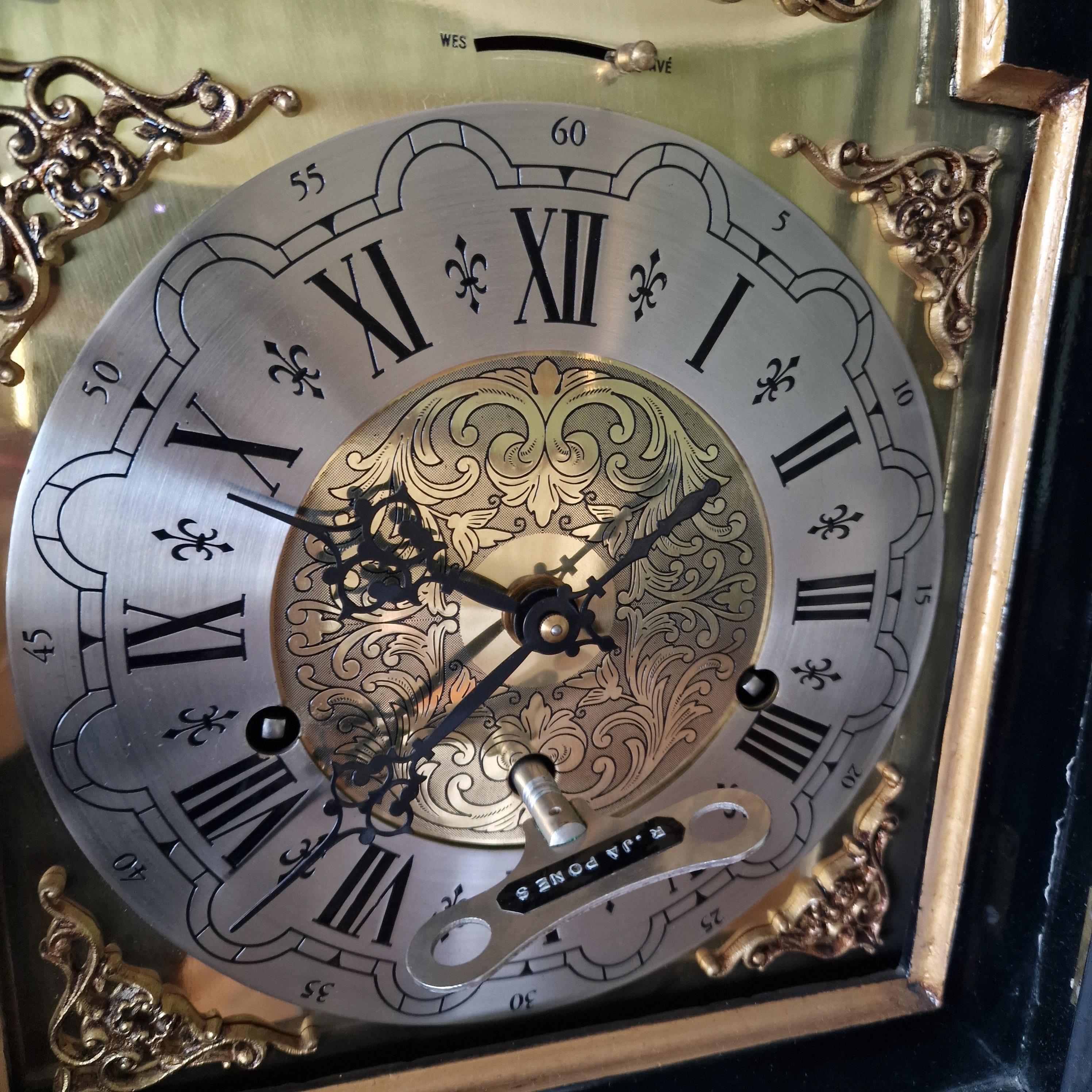 Grandfather red lacquer  chinoiserie wood  European Clock 7
