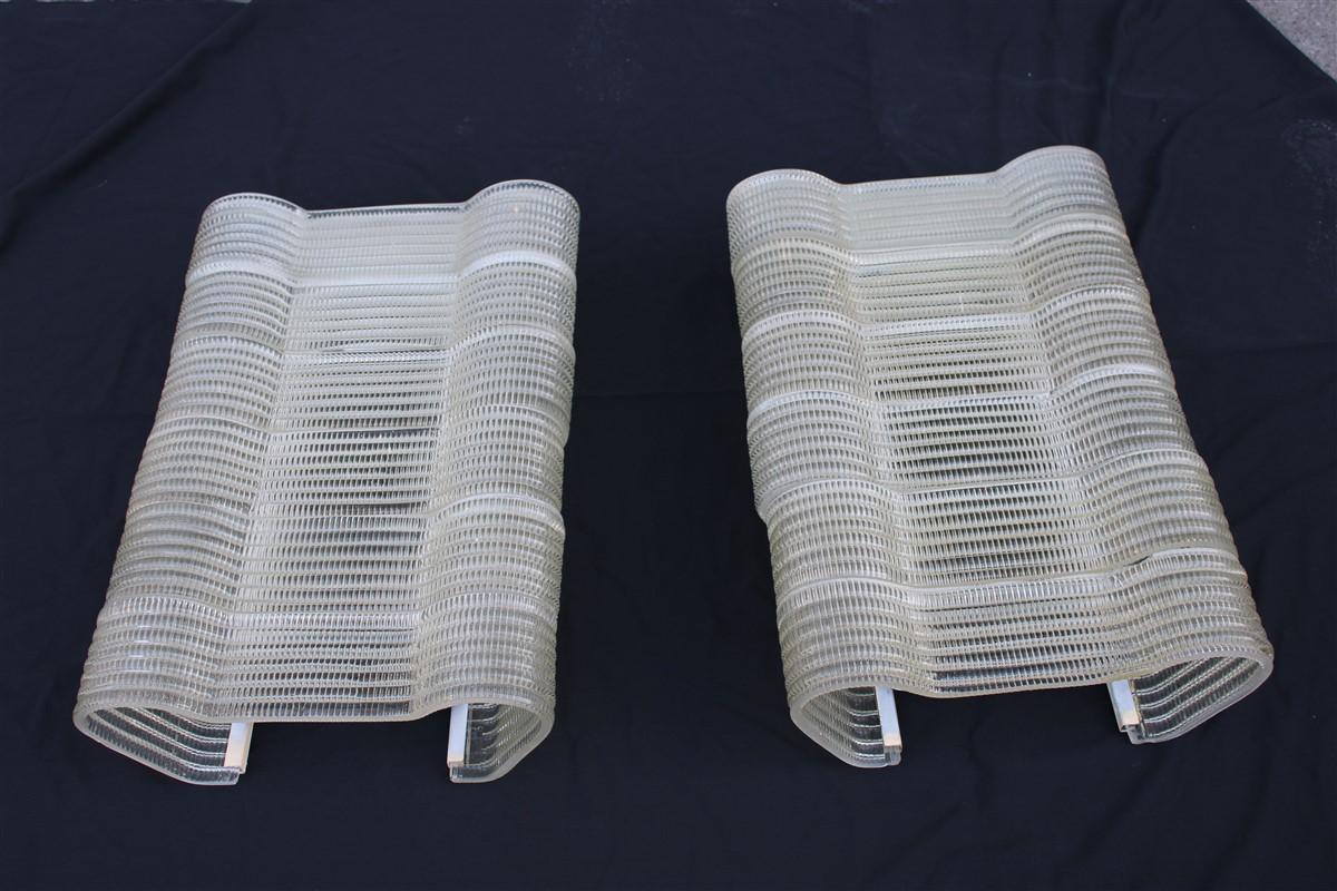 Apliques de Cristal de Murano Corrugado Venini Carlo Scarpa Años 1930 en venta 3
