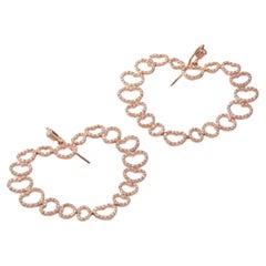 Large 18K Rose Gold Heart-Shaped Earrings with Lobes and Diamonds